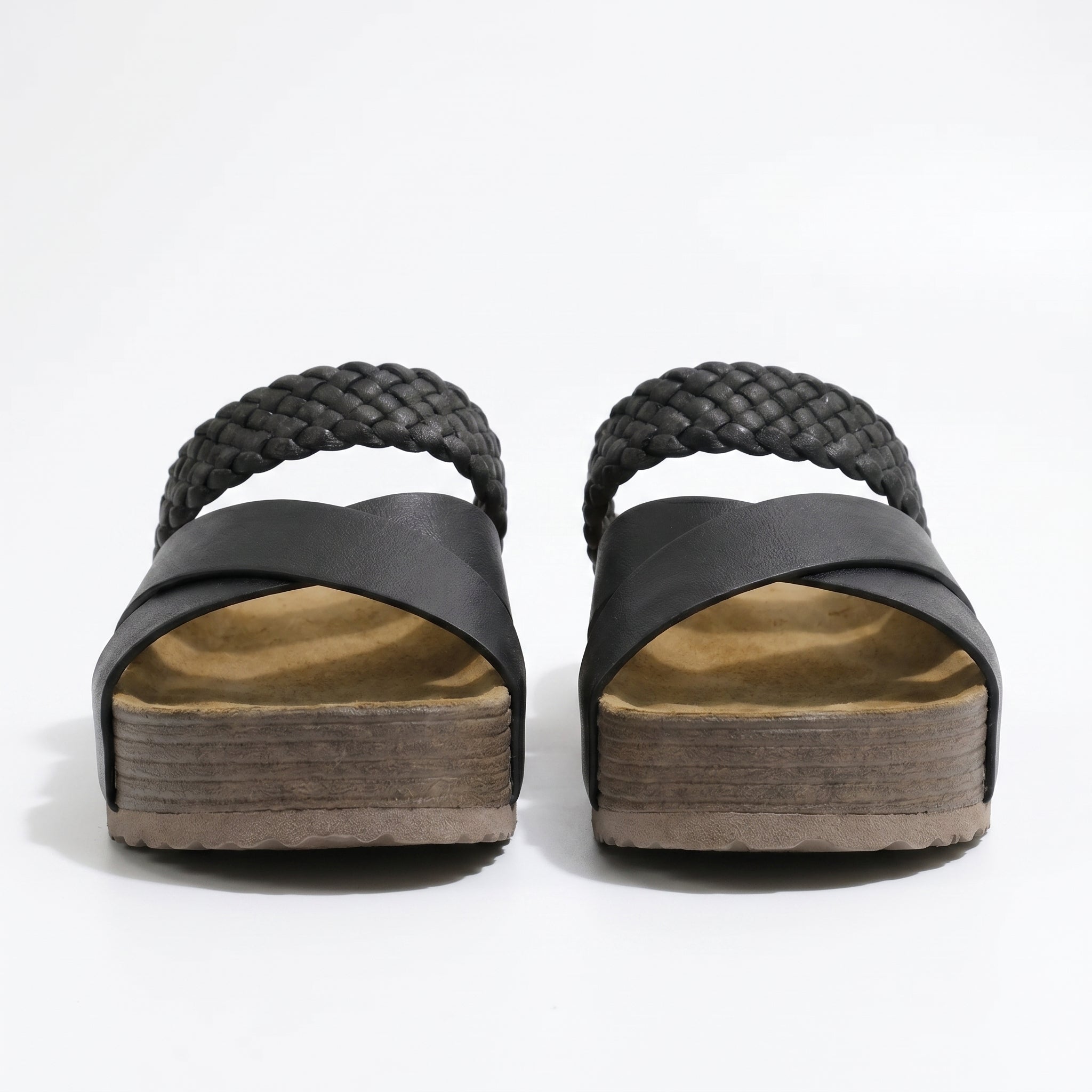 Savannah - Woman's Criss - Cross Strap Wedge Sandals - Footwear - Black - Taylor & Bennett