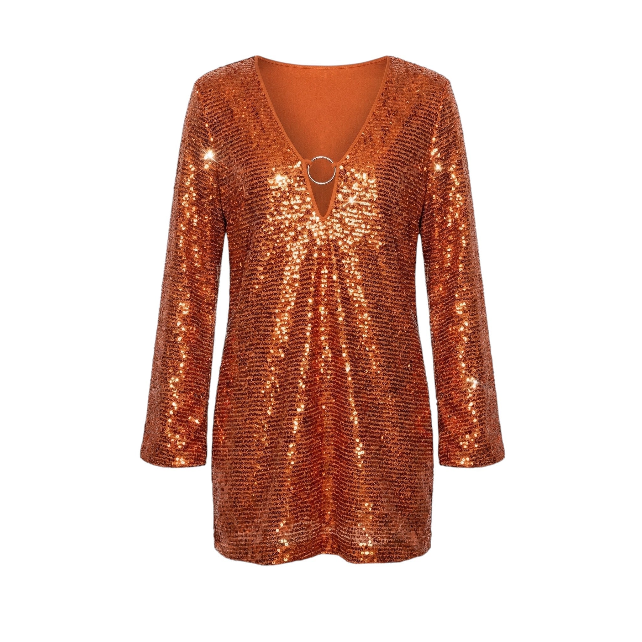 Scarlett - Women's Party Plunge Mini Dress - Dress - Orange - Taylor & Bennett