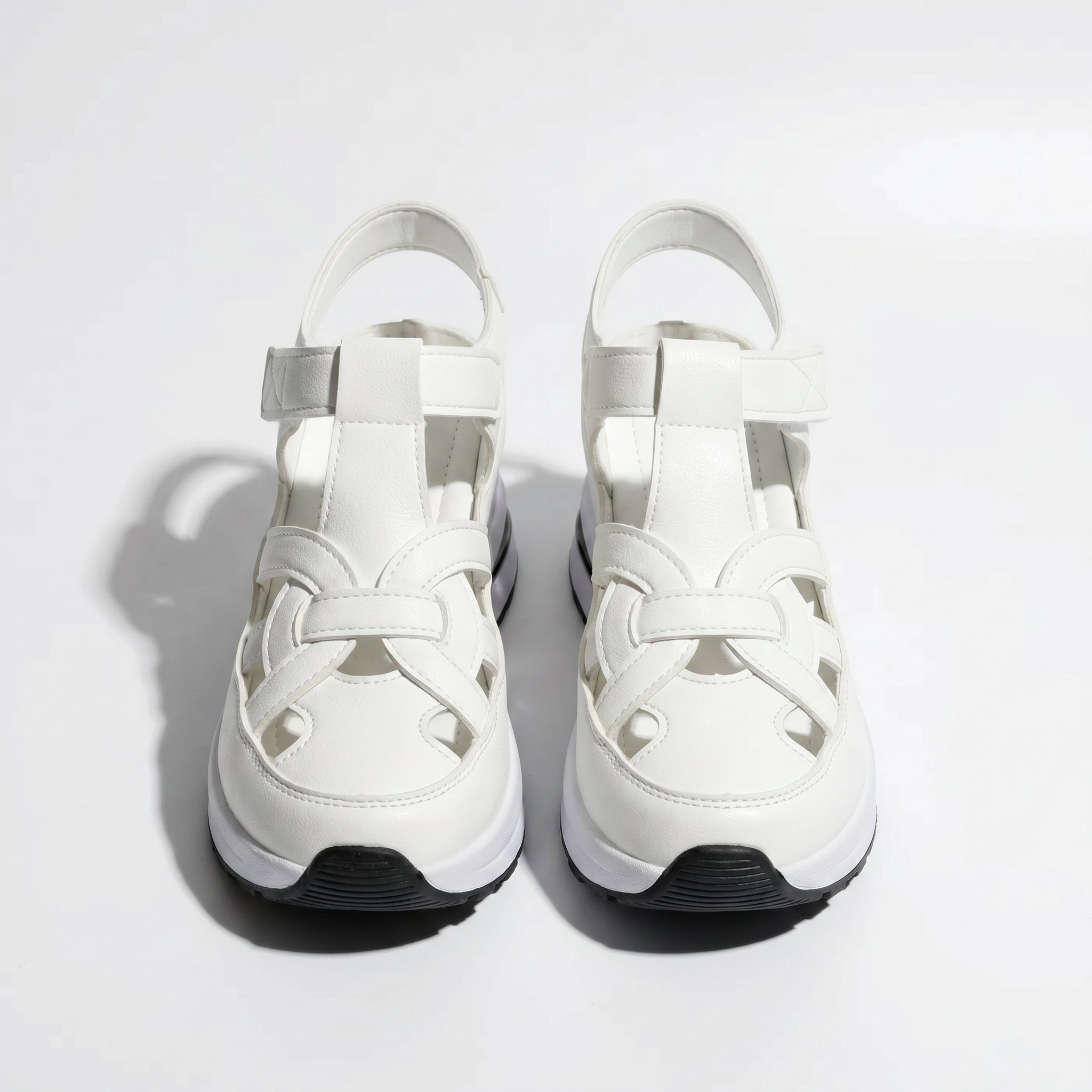 Serena - Women's Platform Sandals with Cut - Out Straps - Sandals - White - Taylor & Bennett