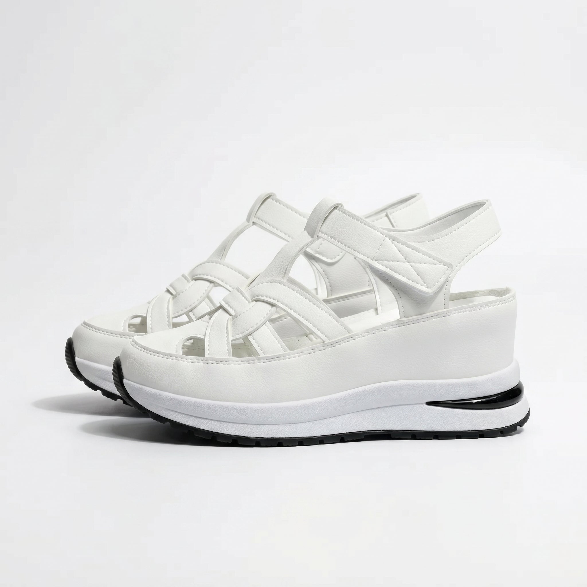 Serena - Women's Platform Sandals with Cut - Out Straps - Sandals - White - Taylor & Bennett