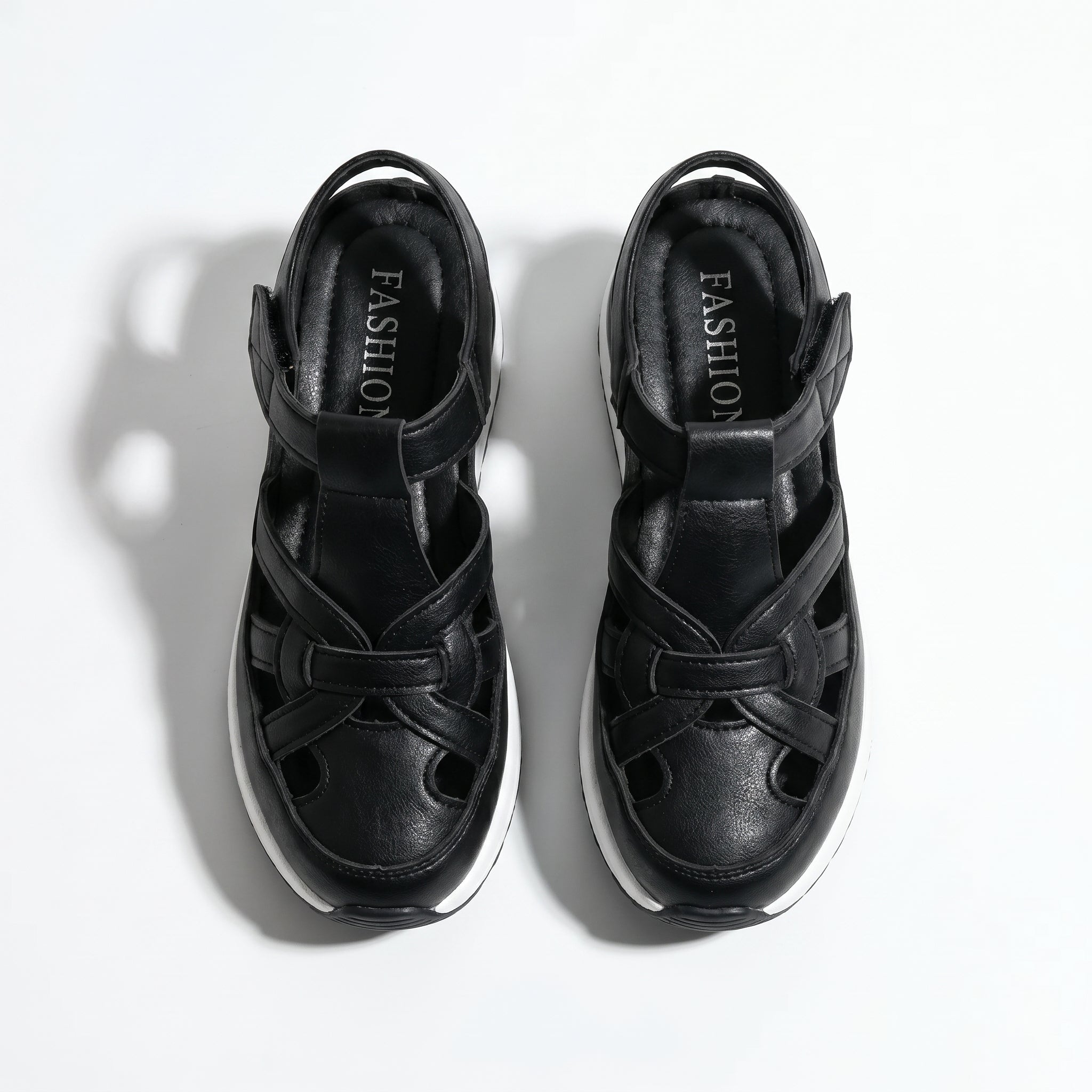 Serena - Women's Platform Sandals with Cut - Out Straps - Sandals - Black - Taylor & Bennett
