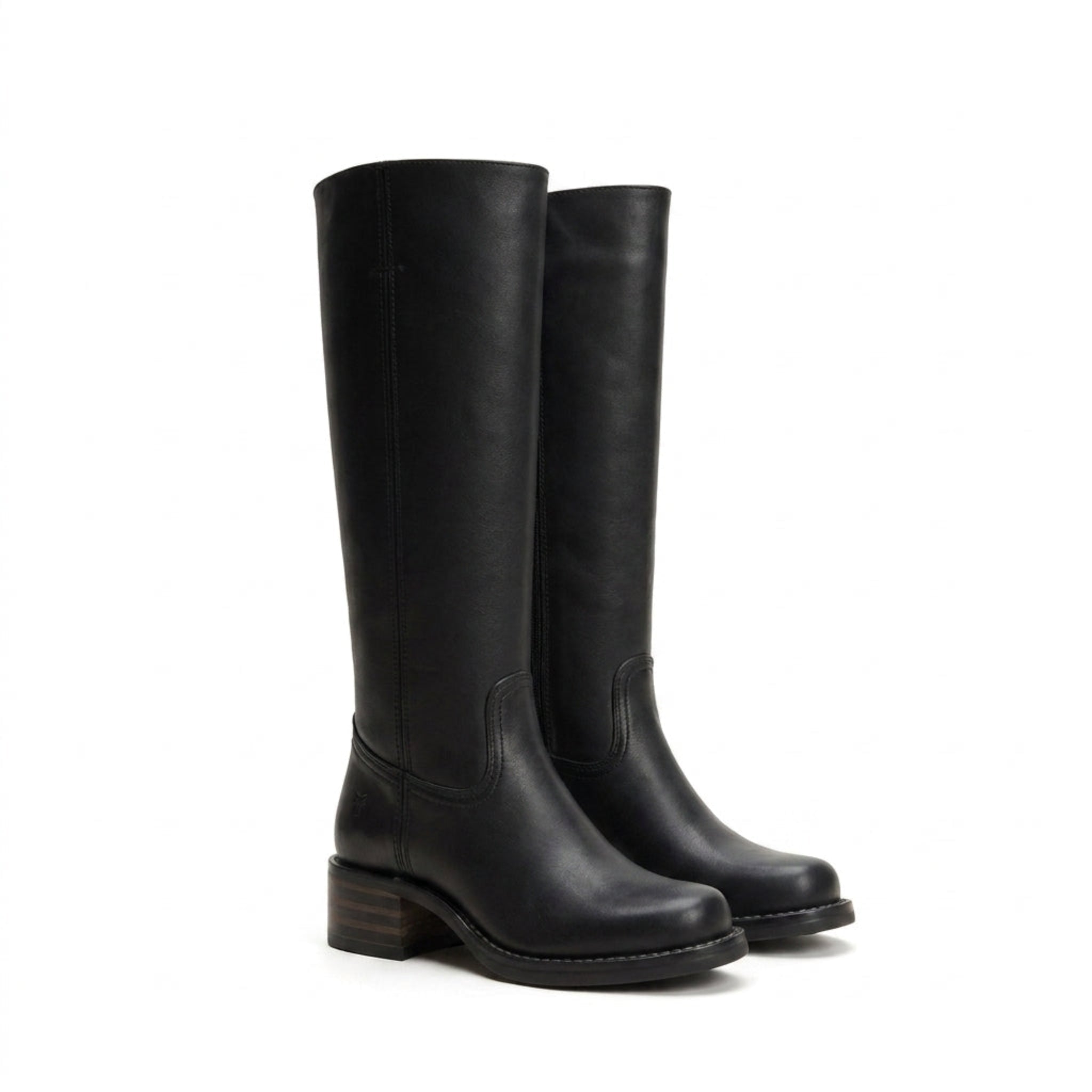 Sophie - Women's Knee-High Boots with Block Heel and Side Zip - Boots - Black - Taylor & Bennett
