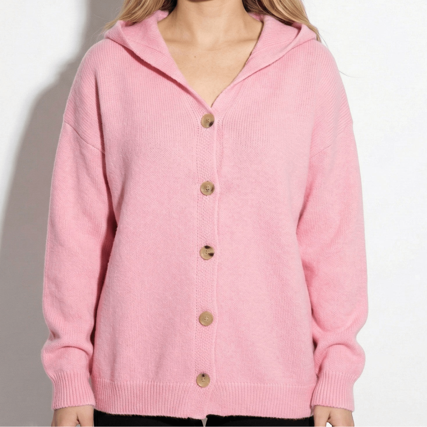 Sophie - Women's Knit Cardigan with Hood - Cardigans - Pink - Taylor & Bennett