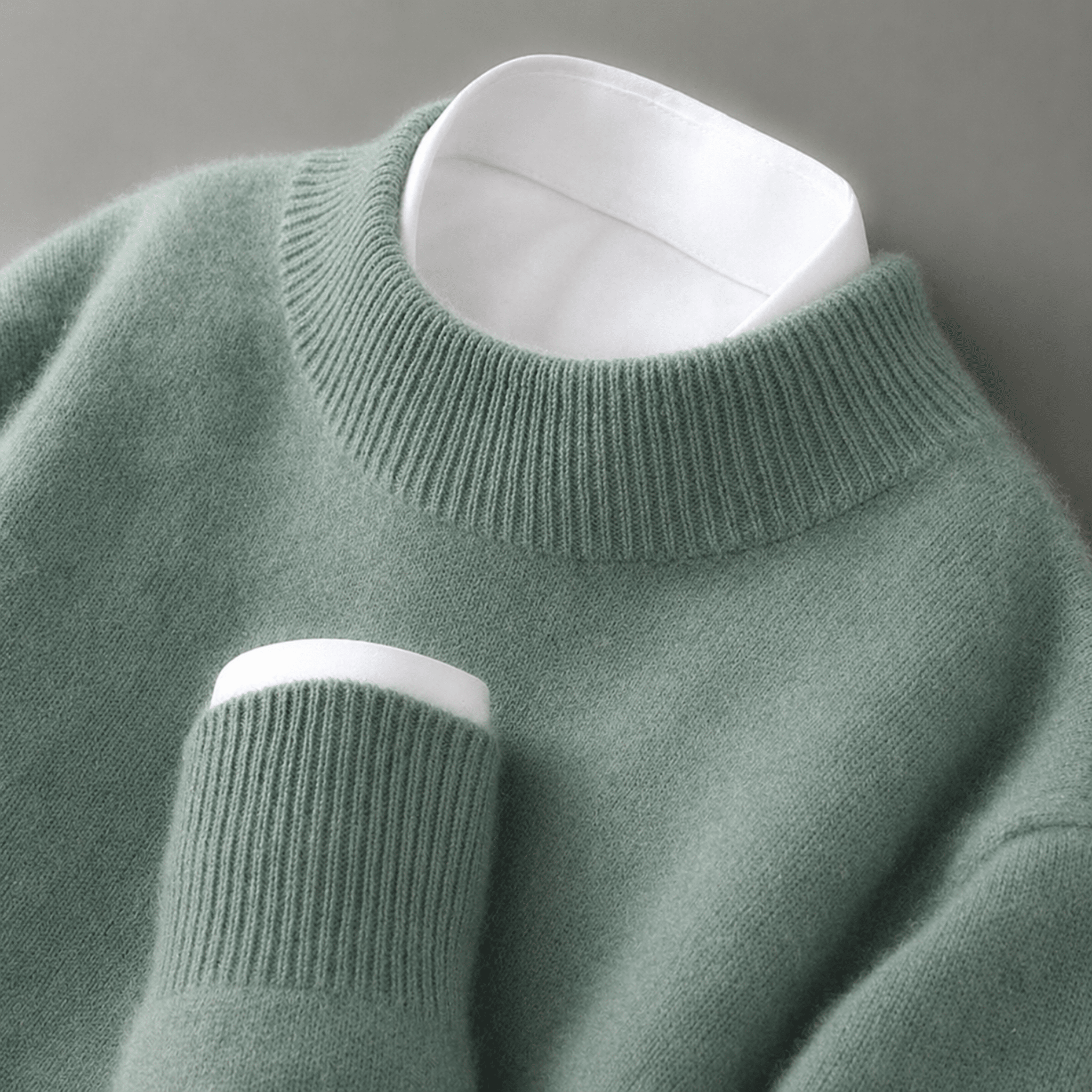 Sophie - Women's Mock Neck Ribbed Knit Jumper - Sweater - Green - Taylor & Bennett