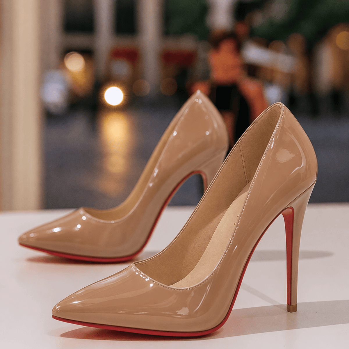 Sophie - Women's Pointed Toe Stiletto Heels with Red Sole - Heels - Beige - Taylor & Bennett