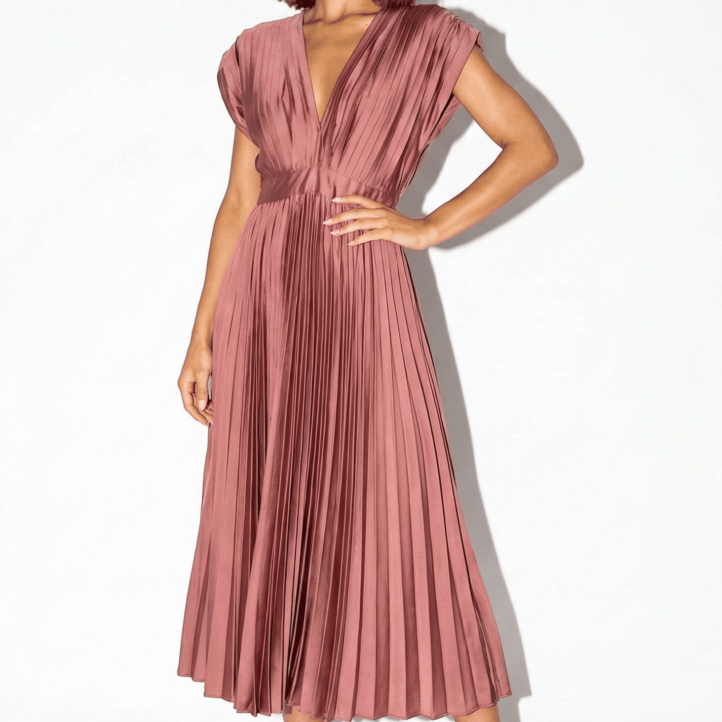 Stella - Women's Flowing Pleated Maxi Dress - Dress - Red - Taylor & Bennett
