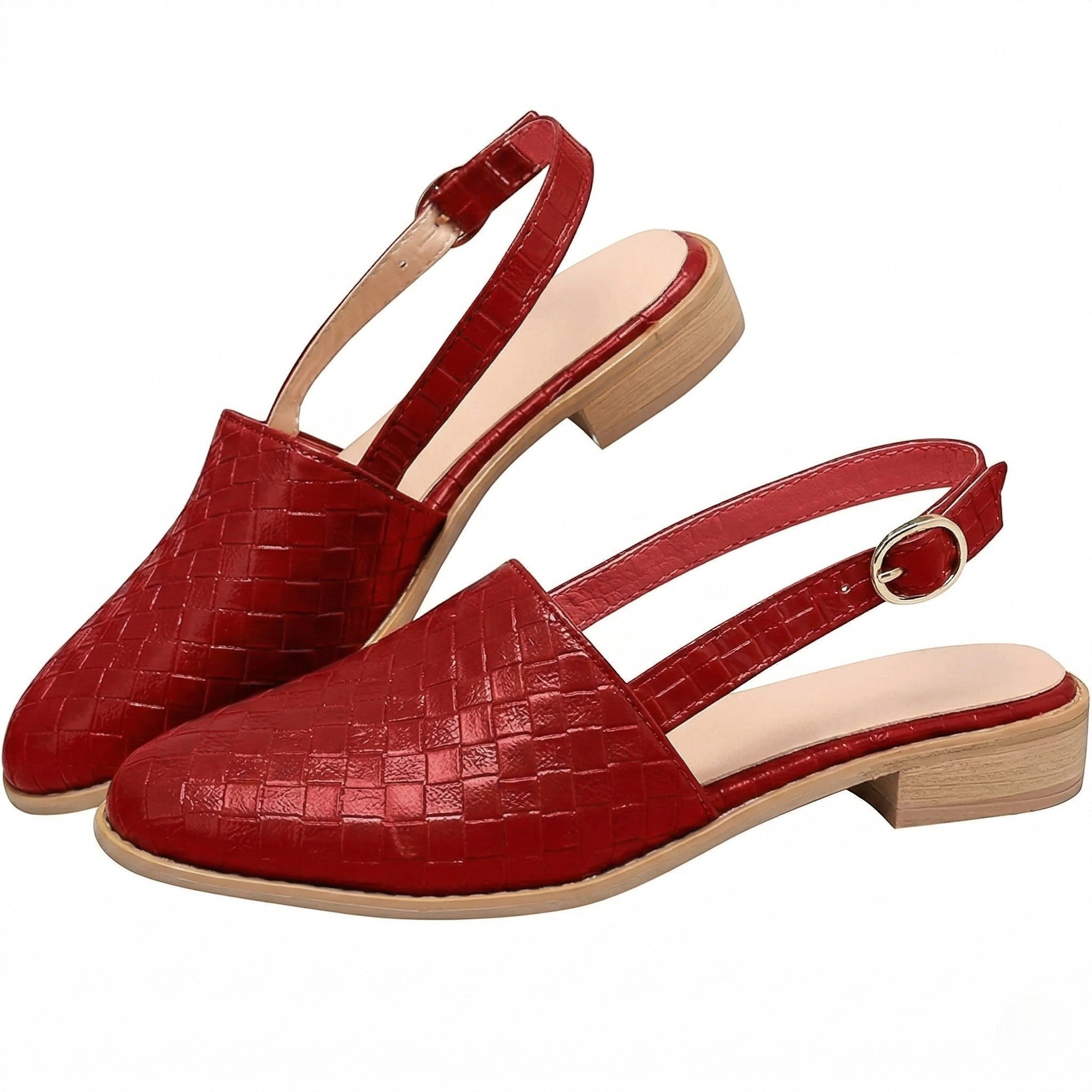 Stella - Women's Woven Pointed - Toe Flat Shoes - Sandals - Red - Taylor & Bennett