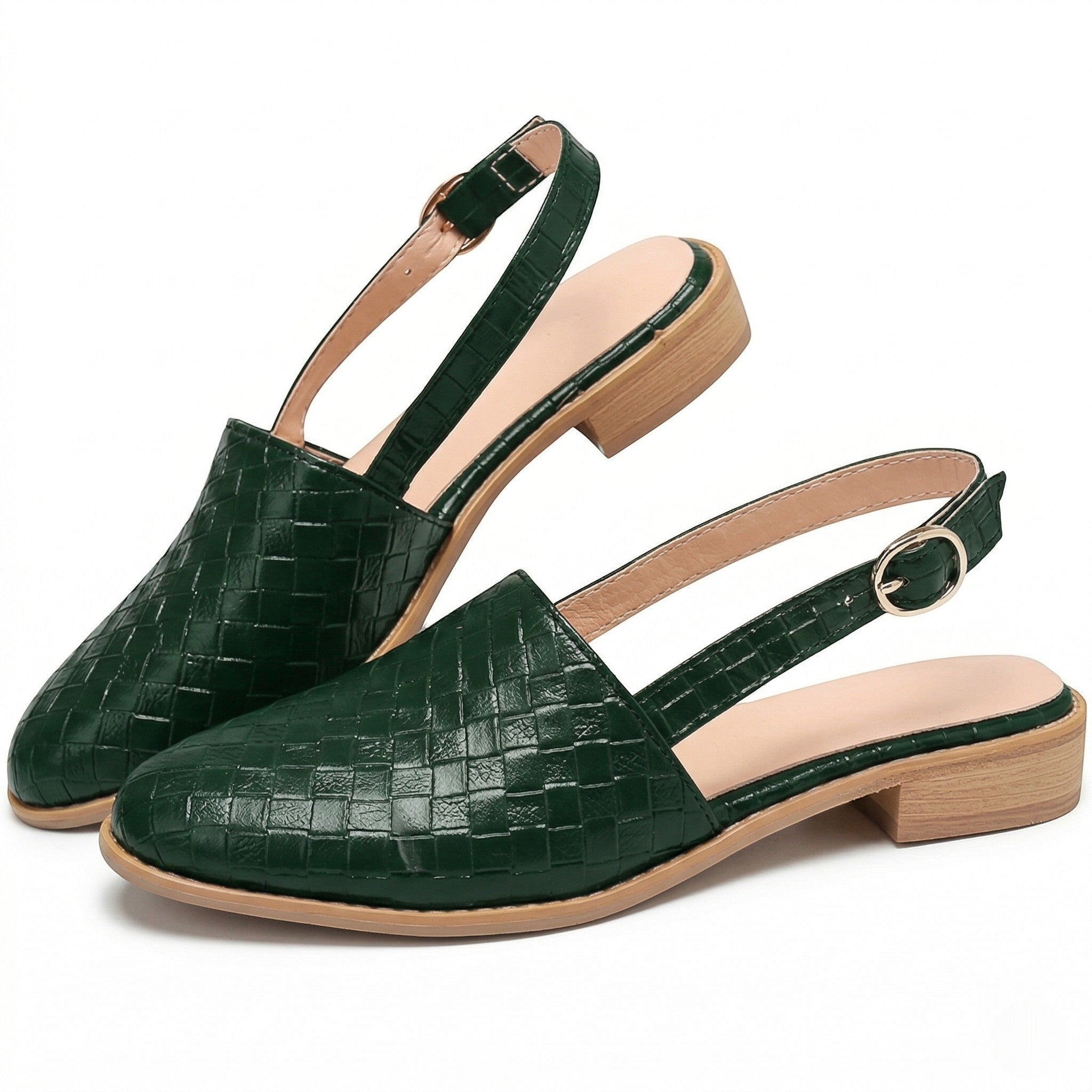 Stella - Women's Woven Pointed - Toe Flat Shoes - Sandals - Green - Taylor & Bennett