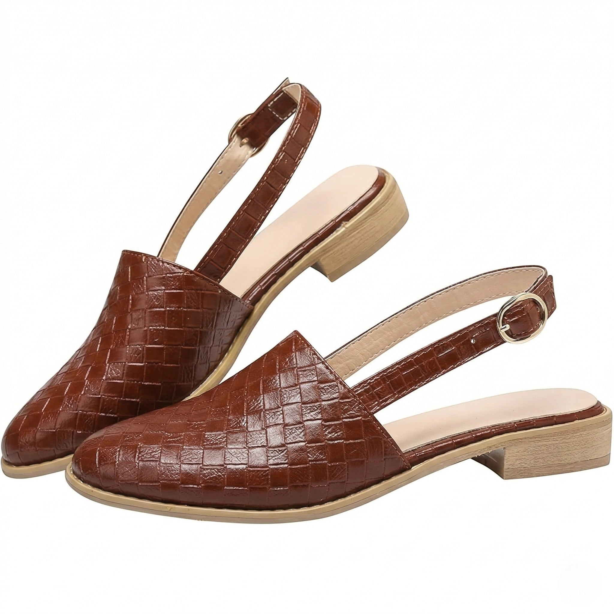 Stella - Women's Woven Pointed - Toe Flat Shoes - Sandals - Brown - Taylor & Bennett