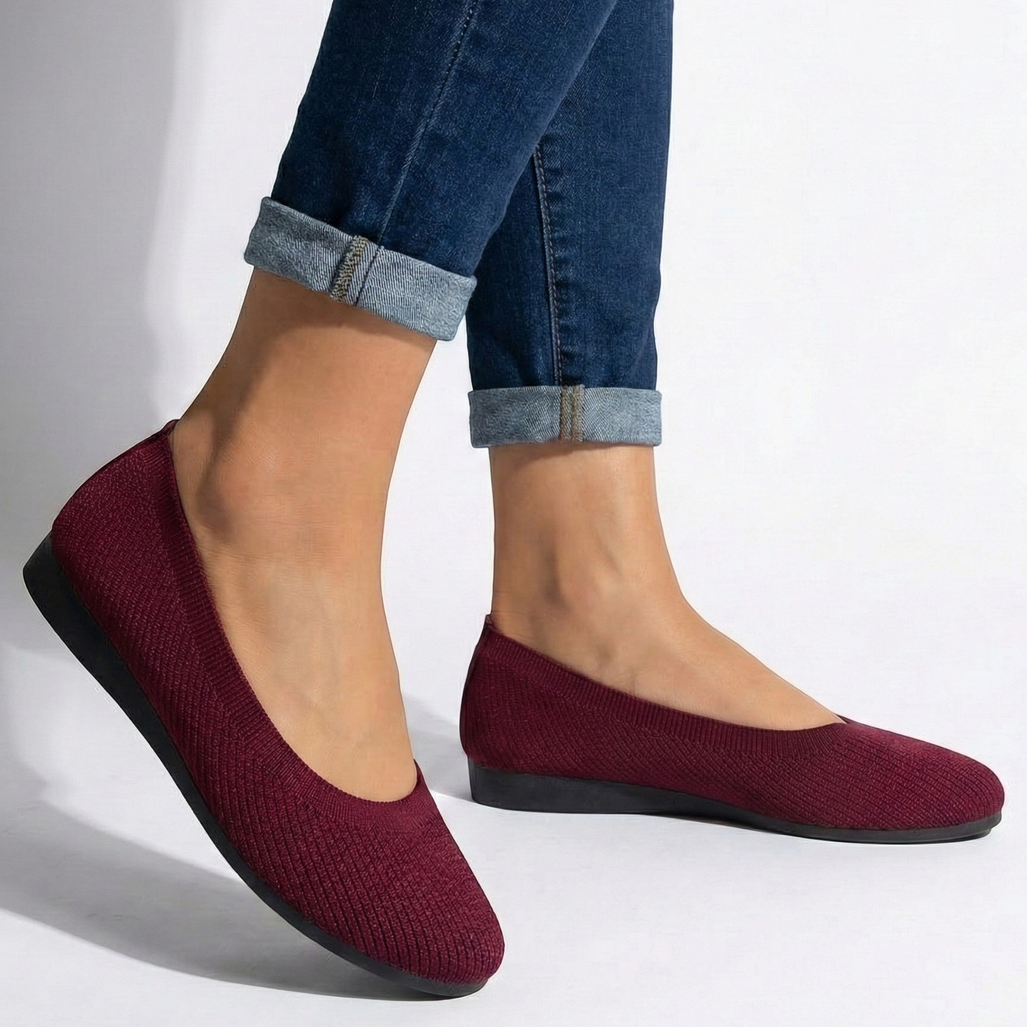 Tessa - Women's Breathable Mesh Ballet Flats - Shoes - Red - Taylor & Bennett
