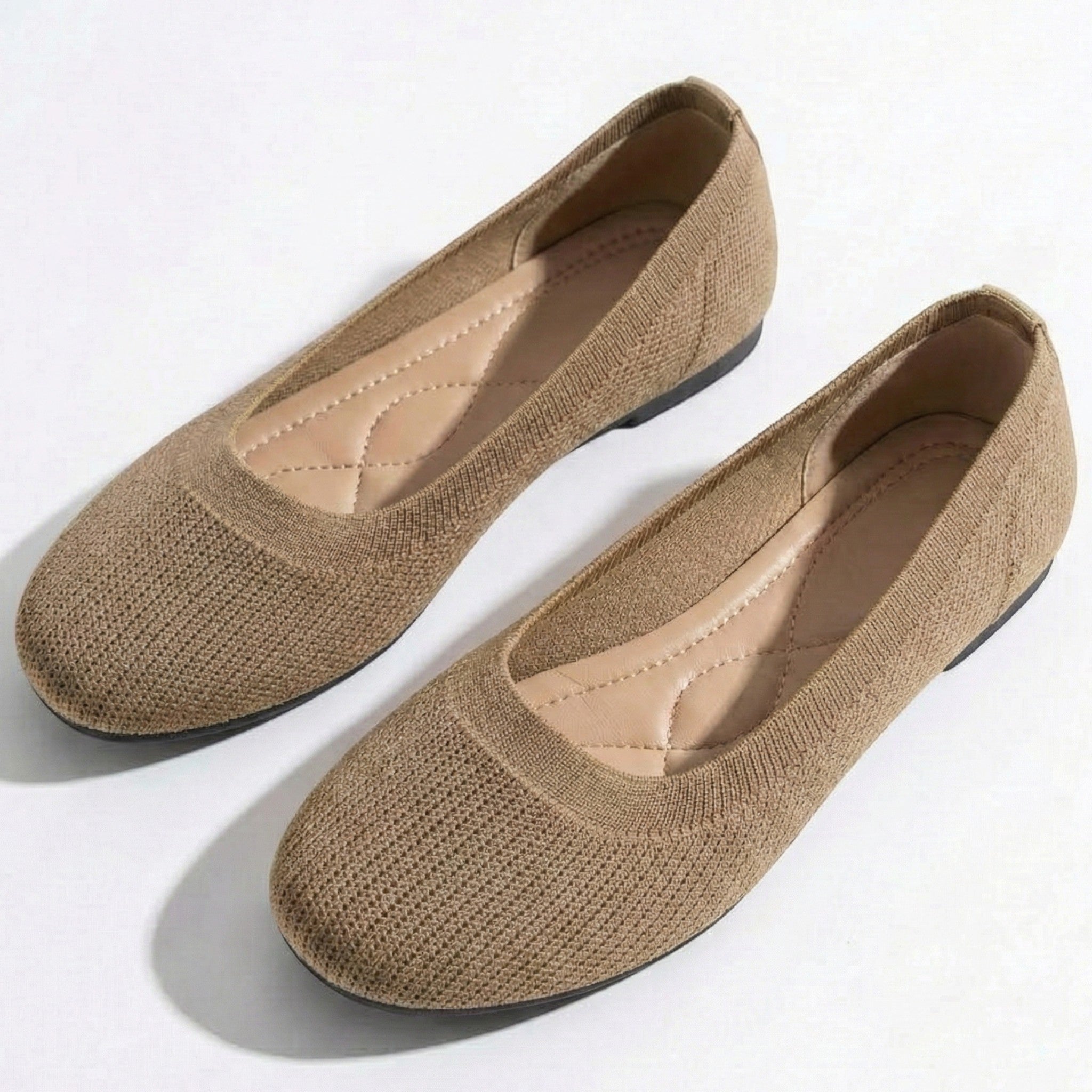 Tessa - Women's Breathable Mesh Ballet Flats - Shoes - Khaki - Taylor & Bennett