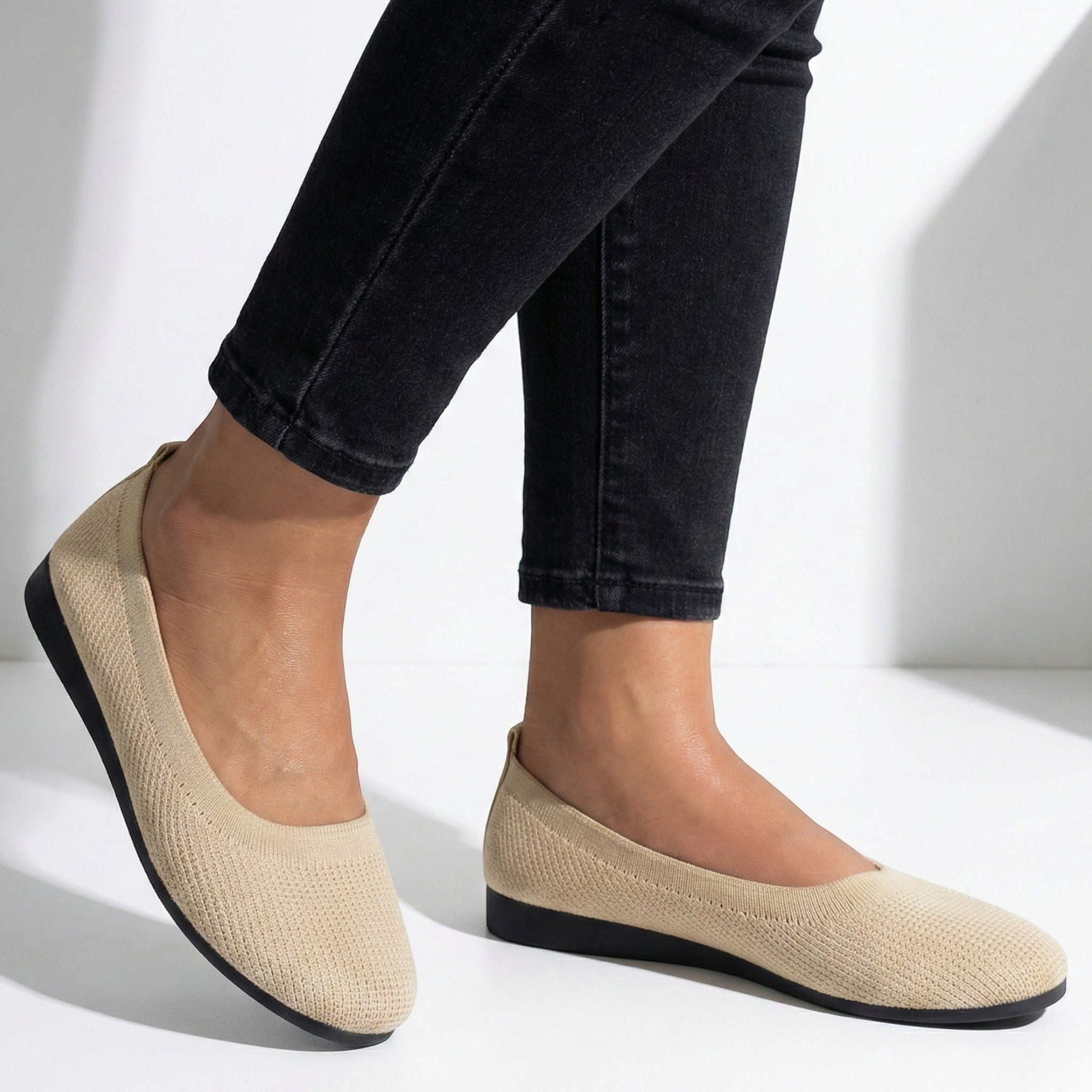 Tessa - Women's Breathable Mesh Ballet Flats - Shoes - White - Taylor & Bennett