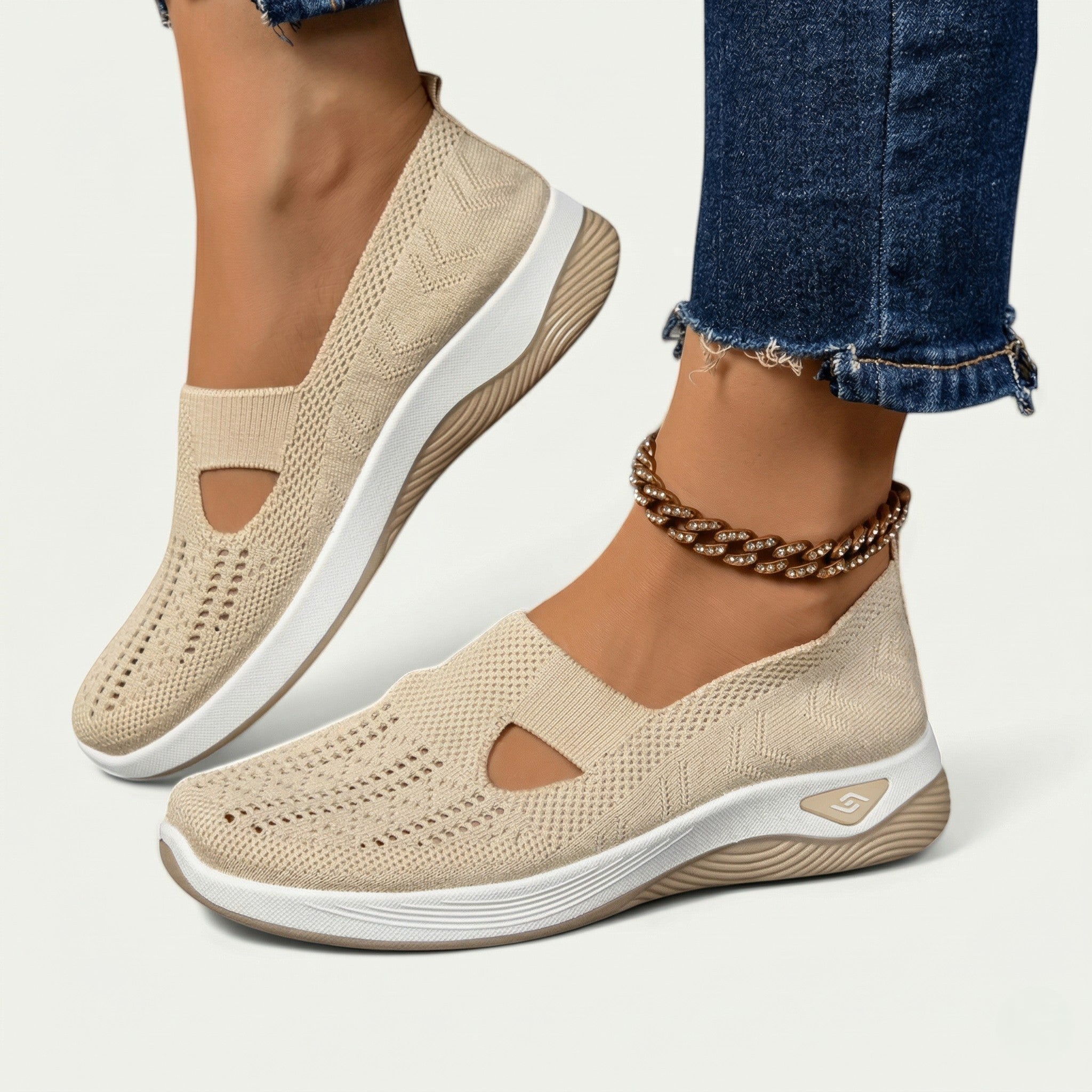 Tessa - Women's Breathable Slip - On Shoes - Shoes - Beige - Taylor & Bennett