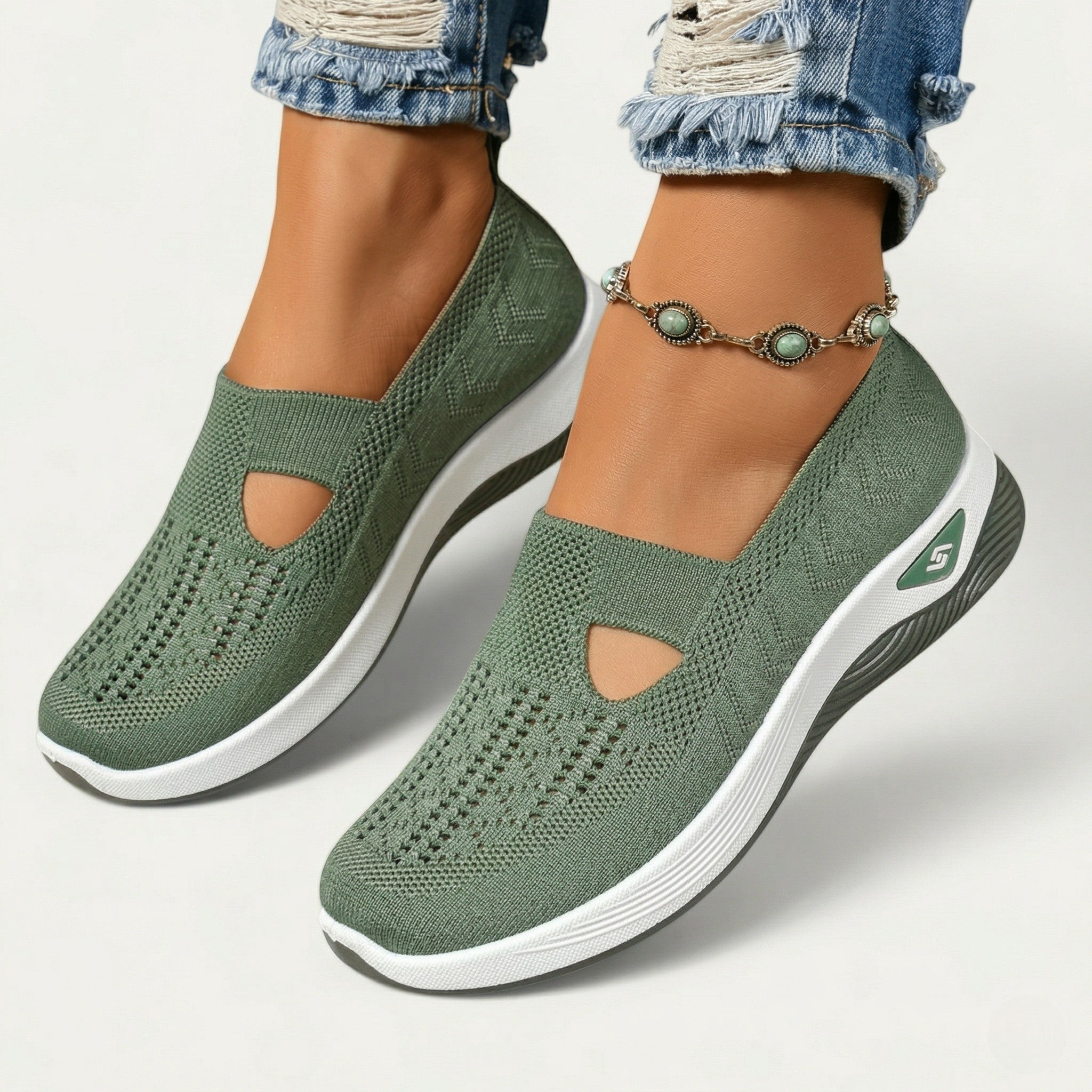 Tessa - Women's Breathable Slip - On Shoes - Shoes - Green - Taylor & Bennett