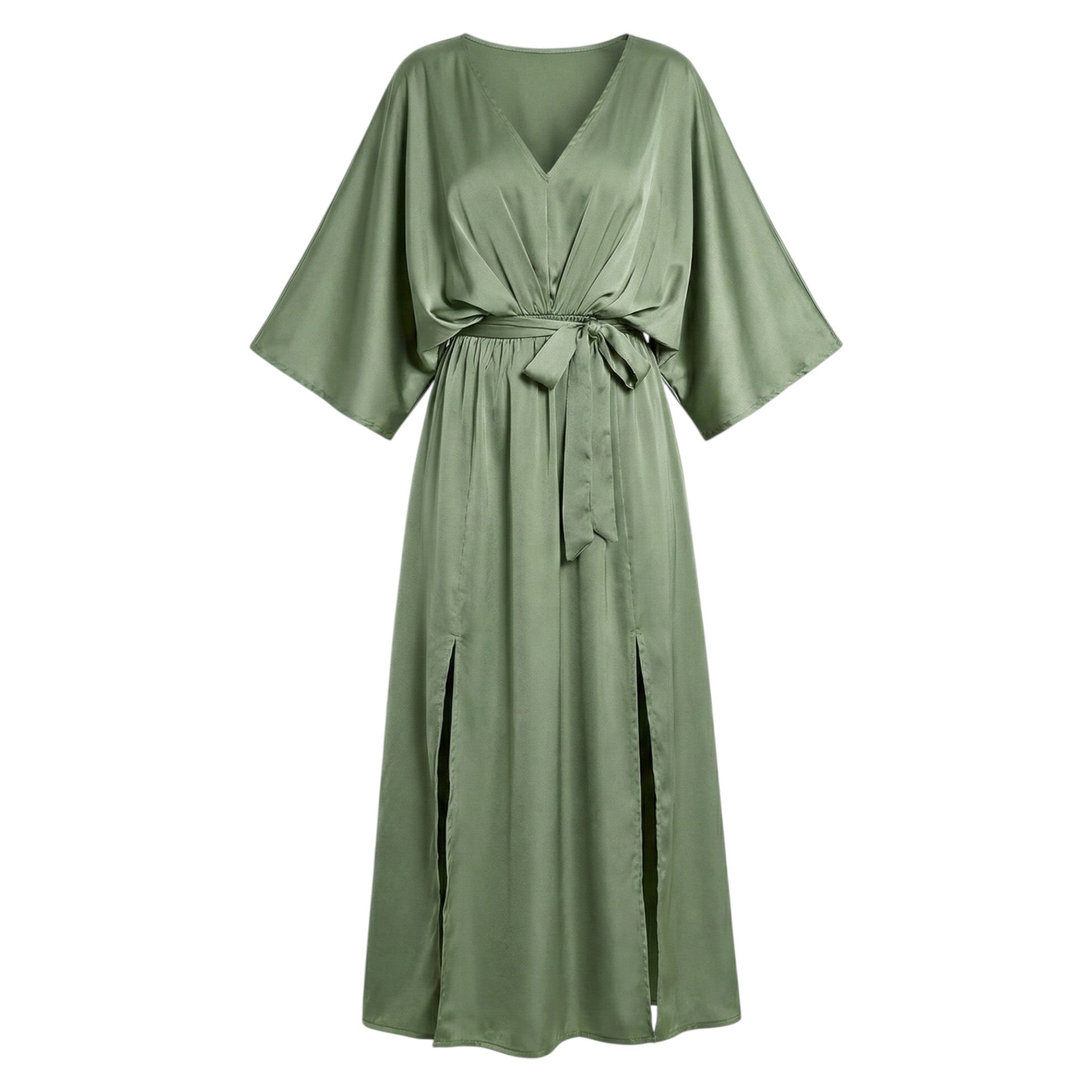 Thea - Women's V - Neck Batwing Sleeve Maxi Dress - Dress - Green - Taylor & Bennett