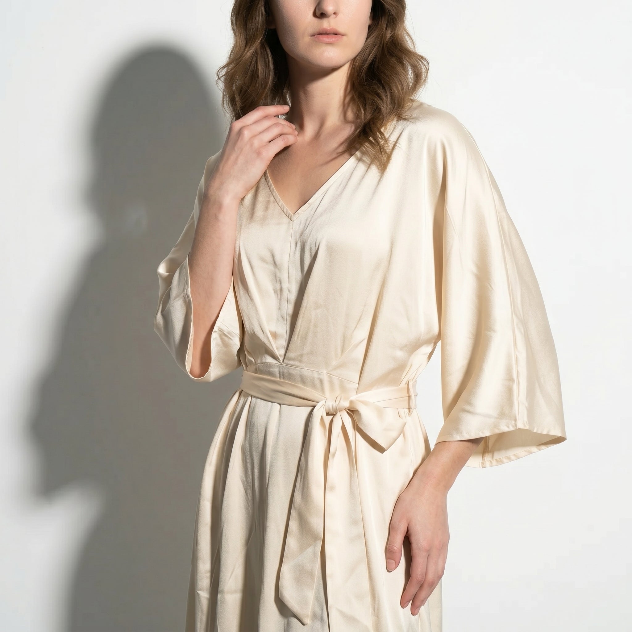 Thea - Women's V - Neck Batwing Sleeve Maxi Dress - Dress - Champagne - Taylor & Bennett