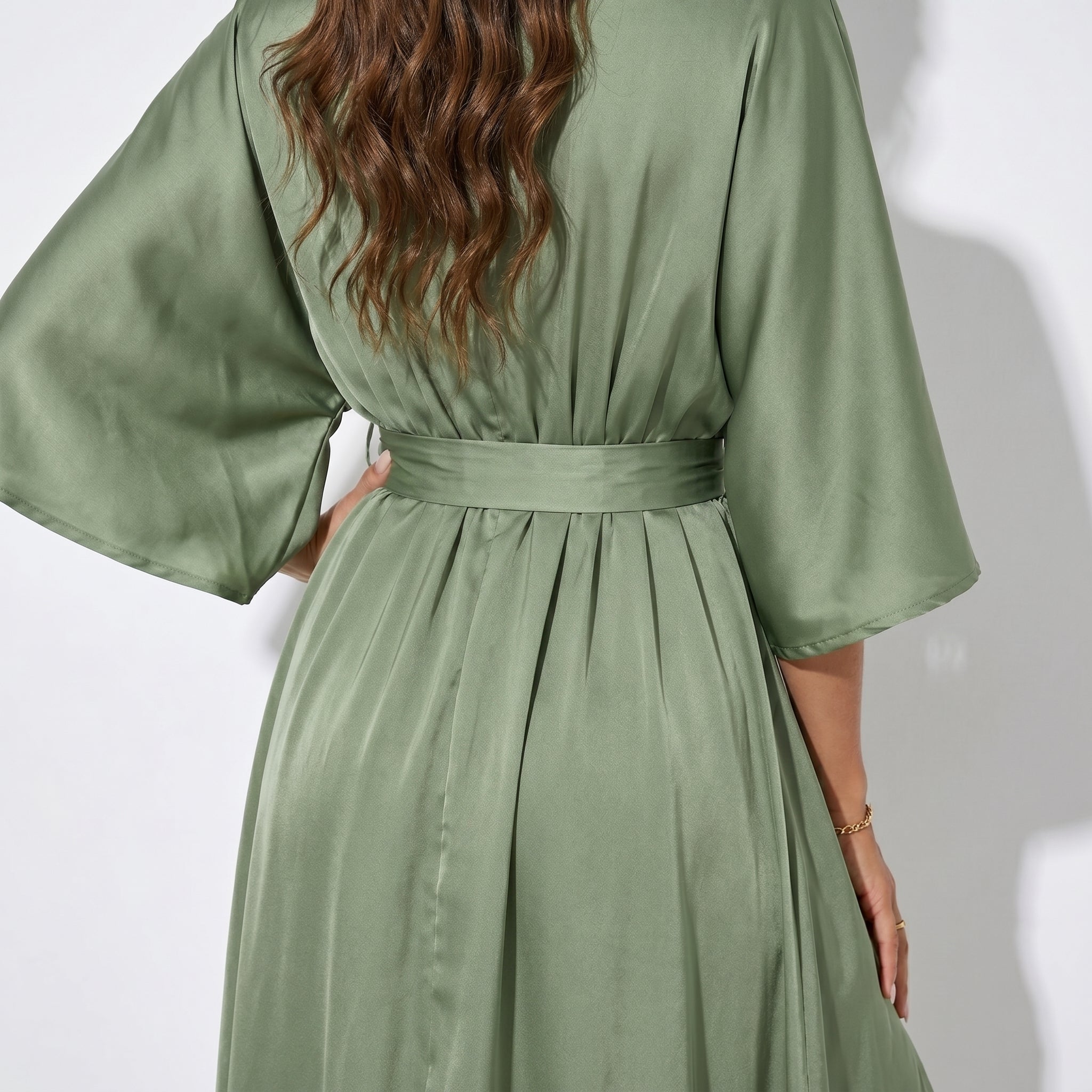 Thea - Women's V - Neck Batwing Sleeve Maxi Dress - Dress - Green - Taylor & Bennett