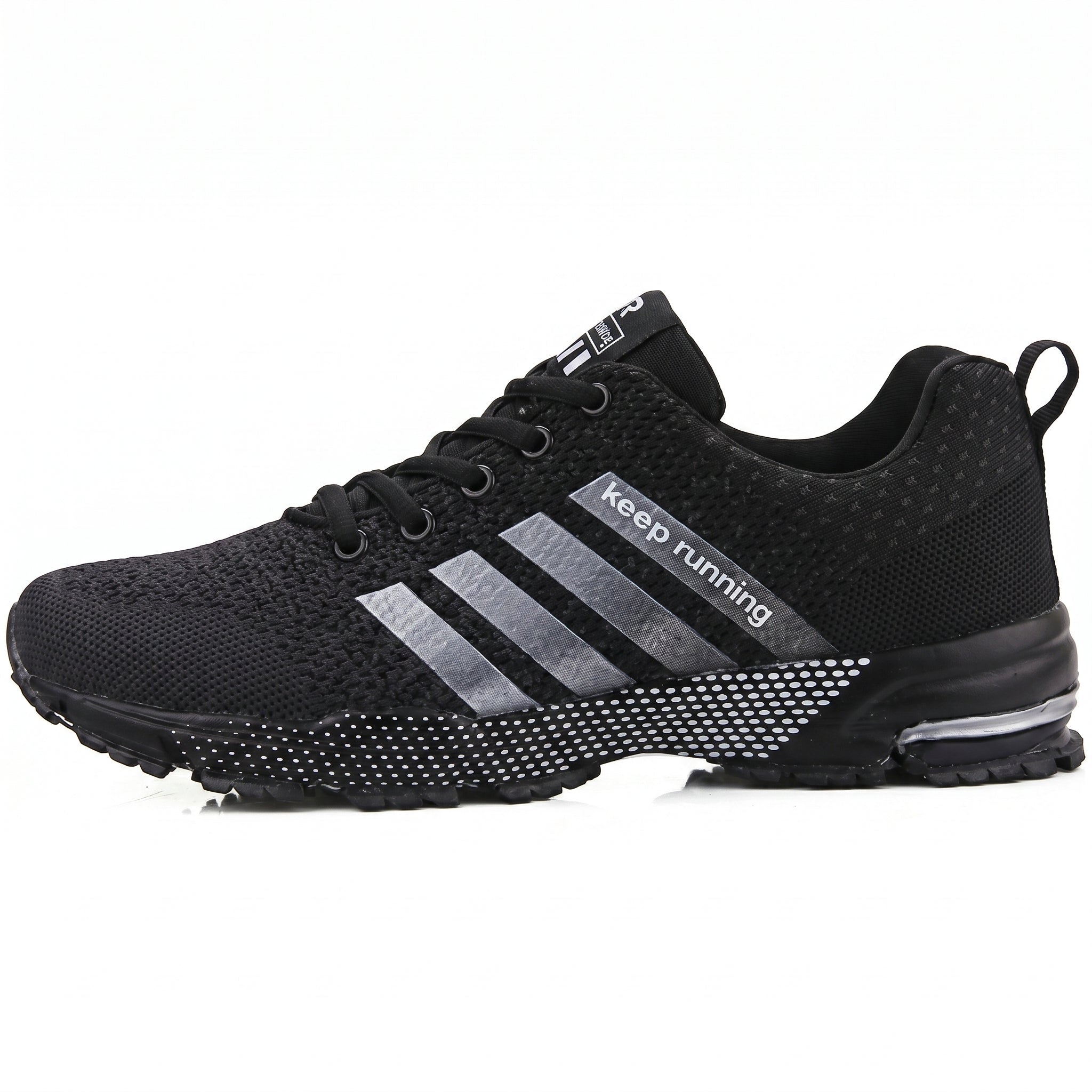 Theo - Men's Orthopaedic Trainers with Striped Detail - Shoes - Black - Taylor & Bennett