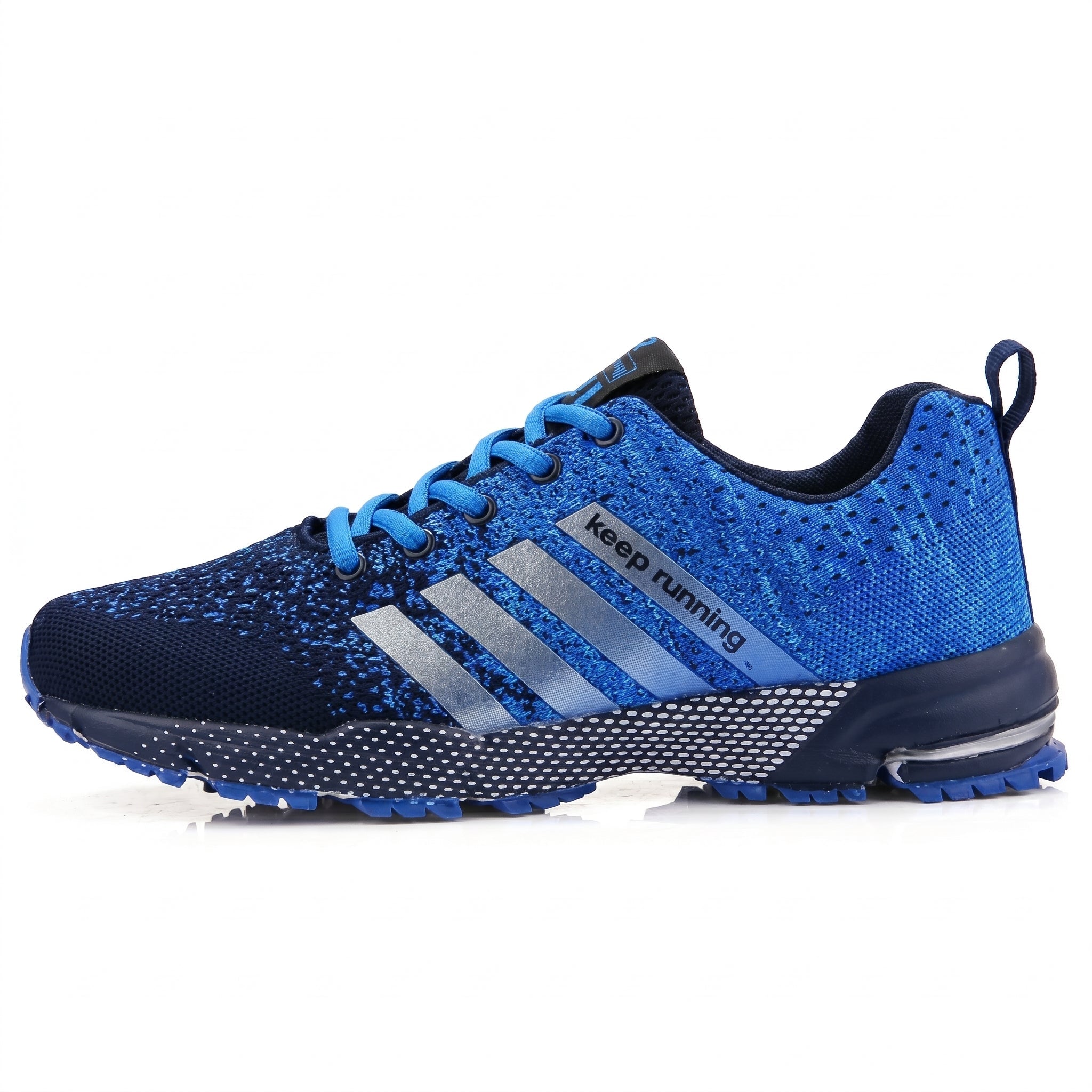 Theo - Men's Orthopaedic Trainers with Striped Detail - Shoes - Blue - Taylor & Bennett
