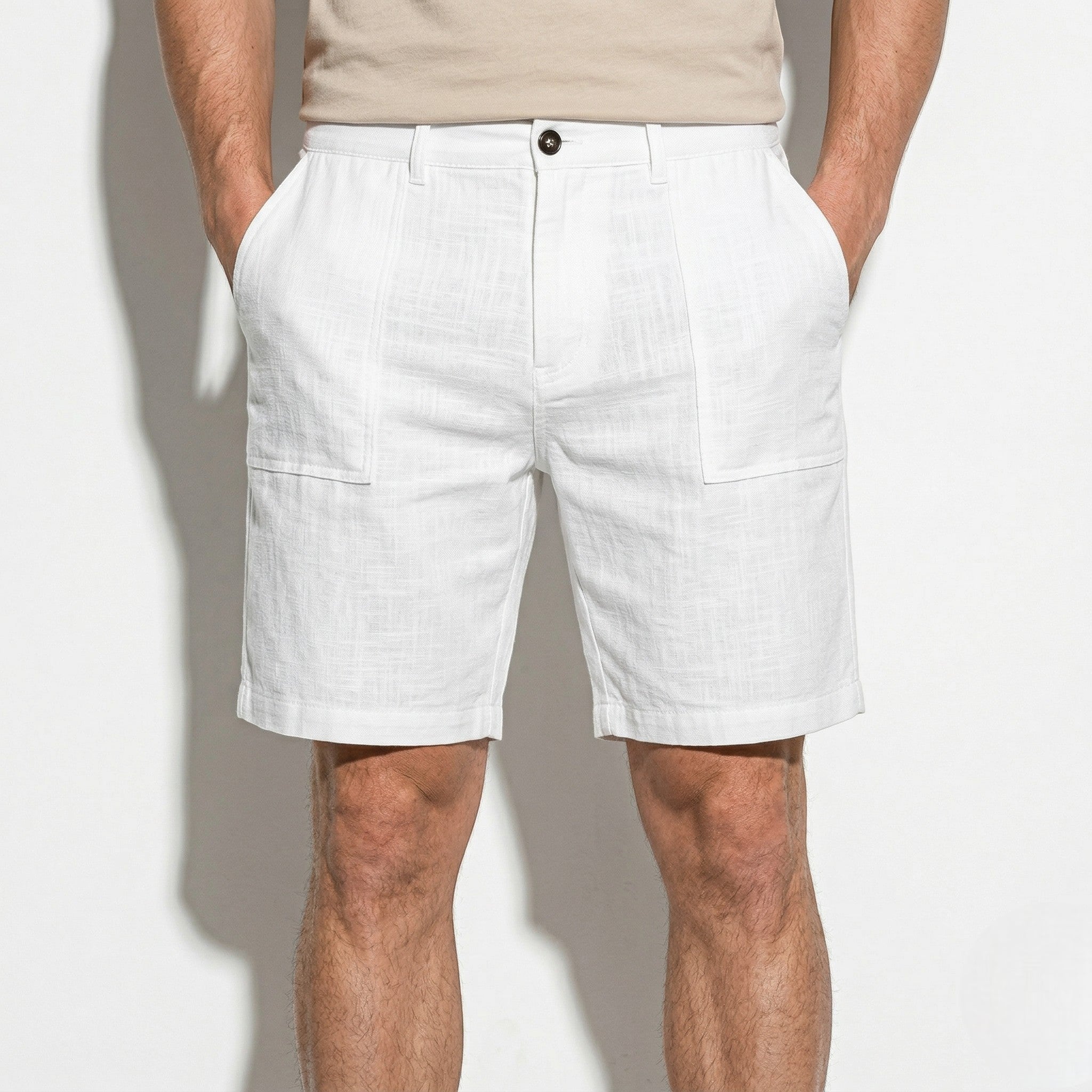 Theo - Men's Relaxed Summer Shorts - Shorts Men - White - Taylor & Bennett