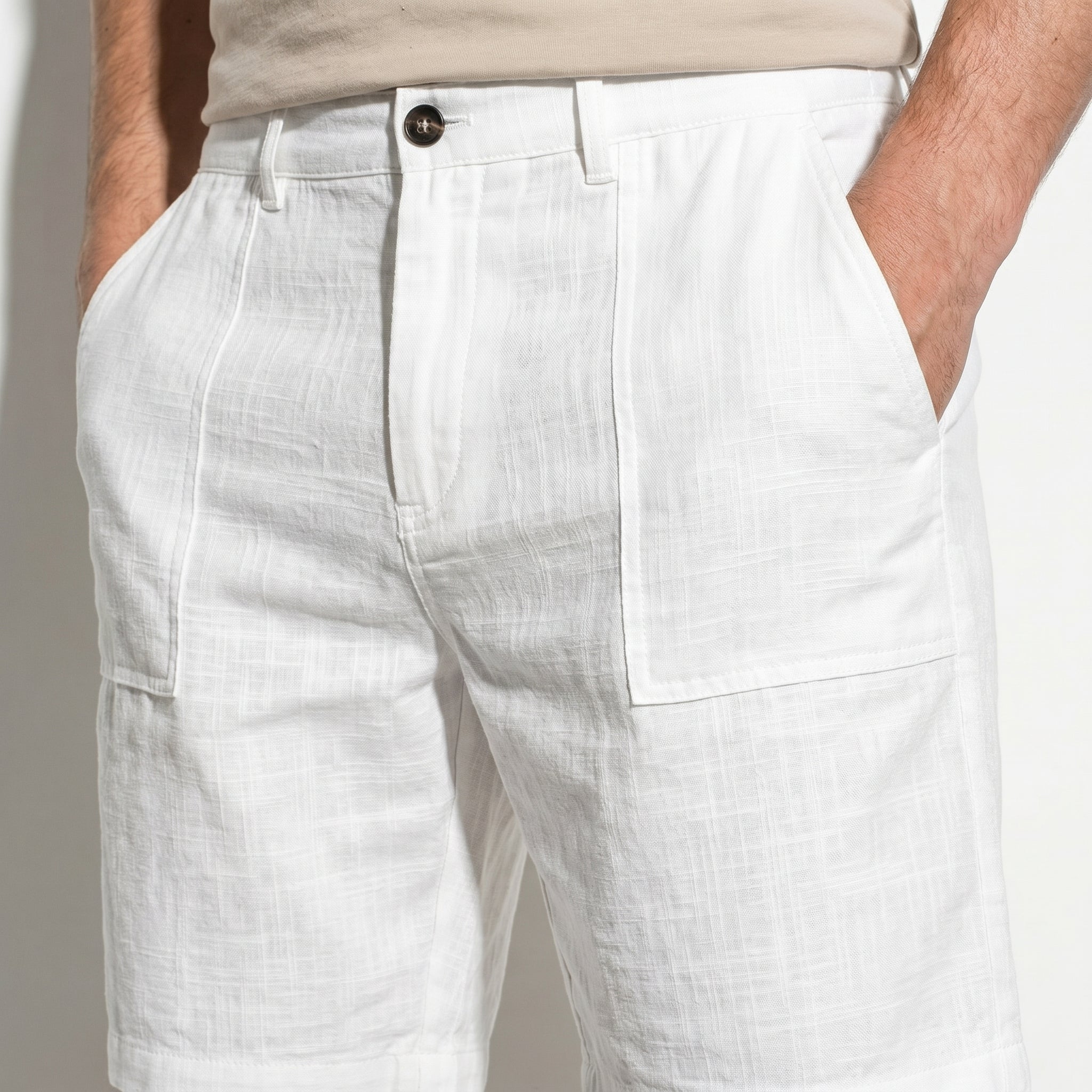 Theo - Men's Relaxed Summer Shorts - Shorts Men - White - Taylor & Bennett