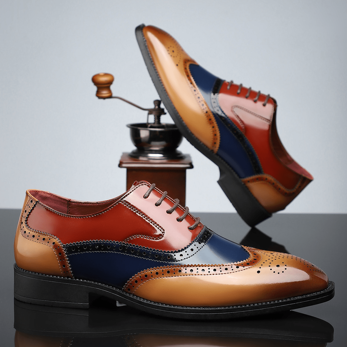 Theodore - Men's Colour Block Brogue Oxford Shoes - Men's Shoes - Brown - Taylor & Bennett