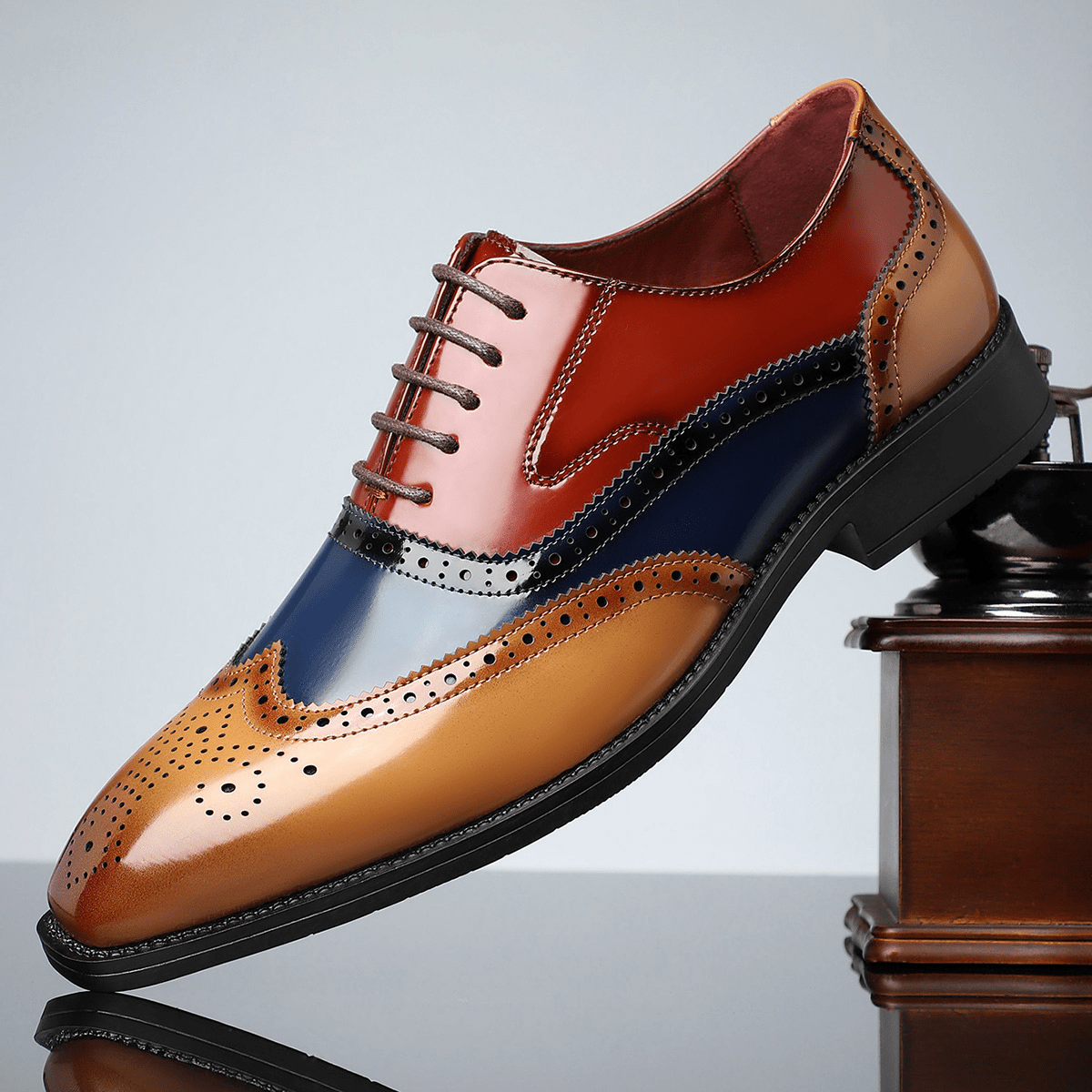 Theodore - Men's Colour Block Brogue Oxford Shoes - Men's Shoes - Brown - Taylor & Bennett