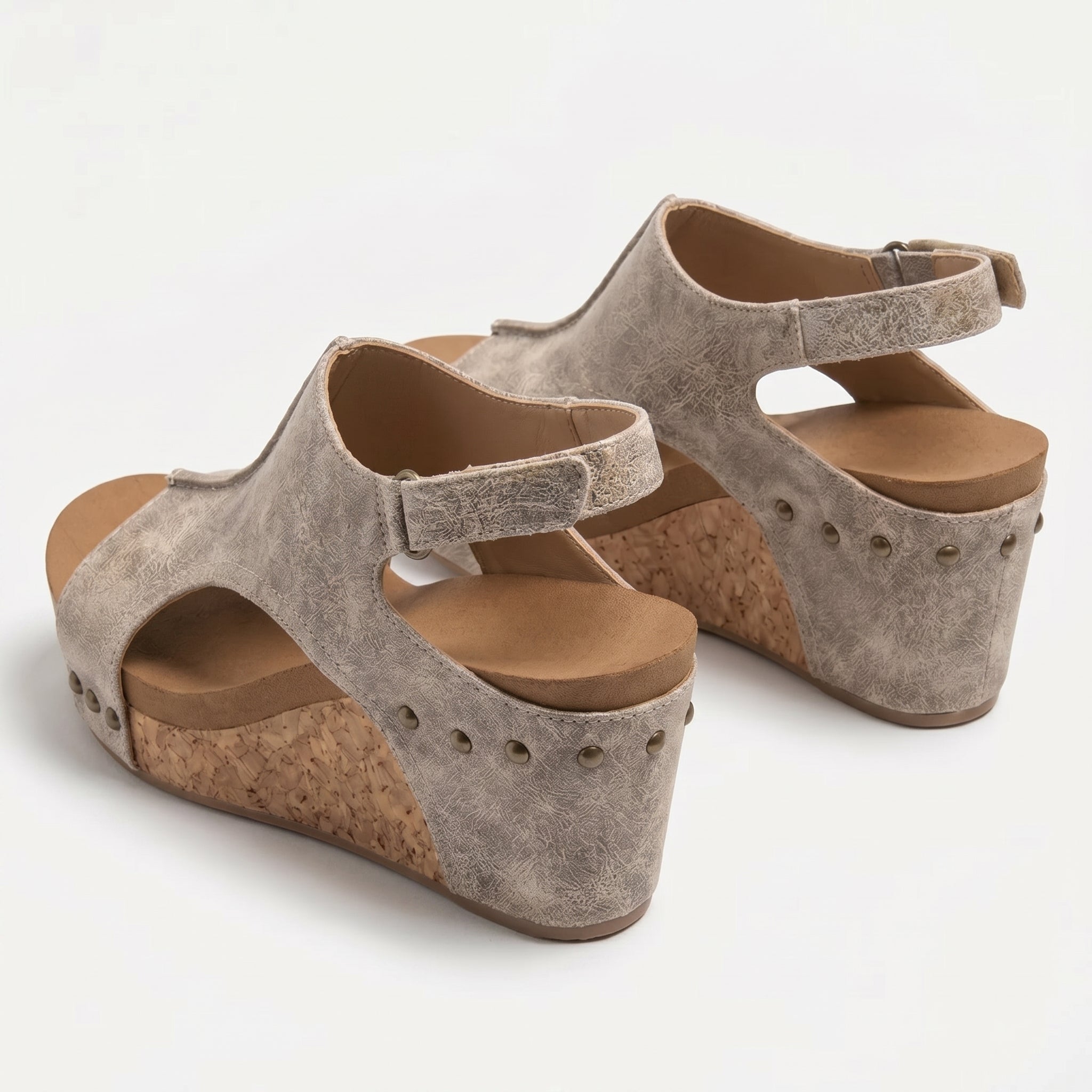 Valery - Women's Open Toe Wedge Sandals - Sandals - Beige - Taylor & Bennett