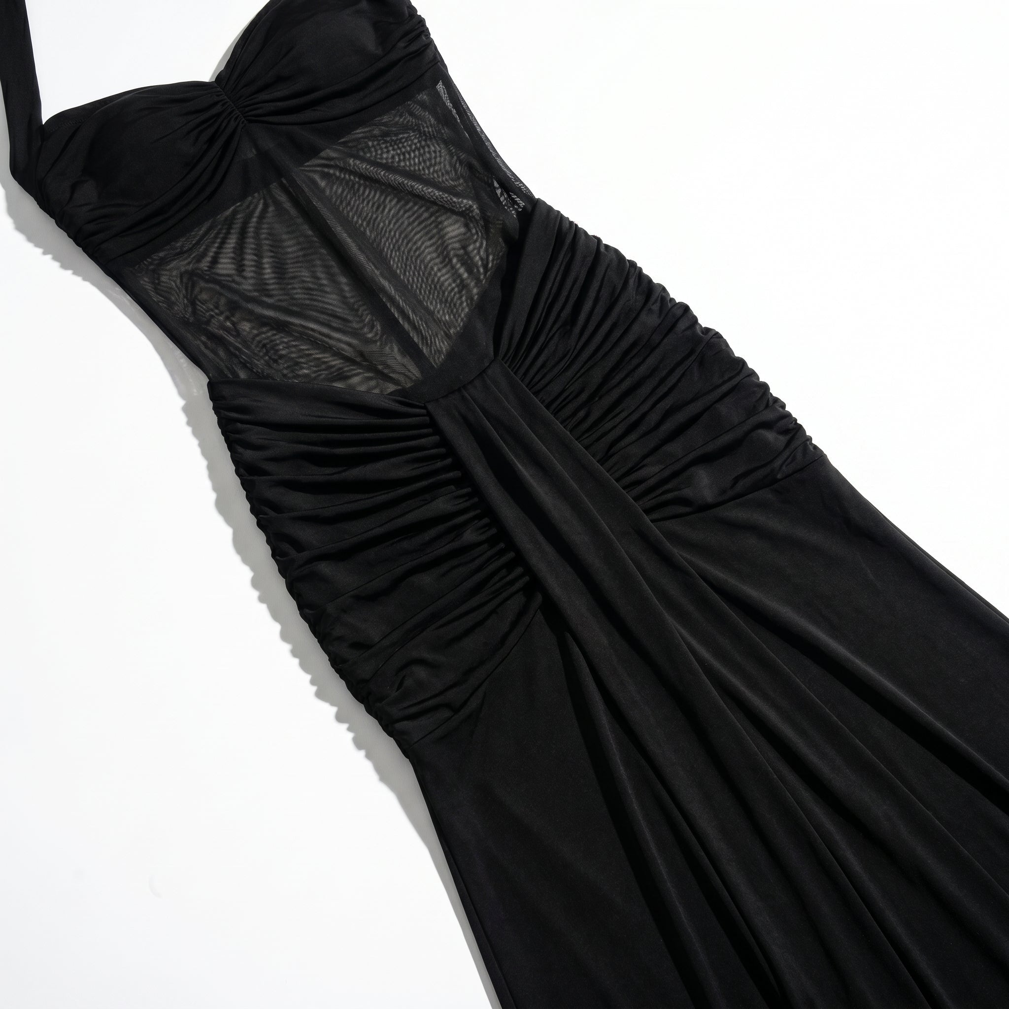 Victoria - Women's Summer Party Ruched Halter Maxi Dress - Dresses - Black - Taylor & Bennett