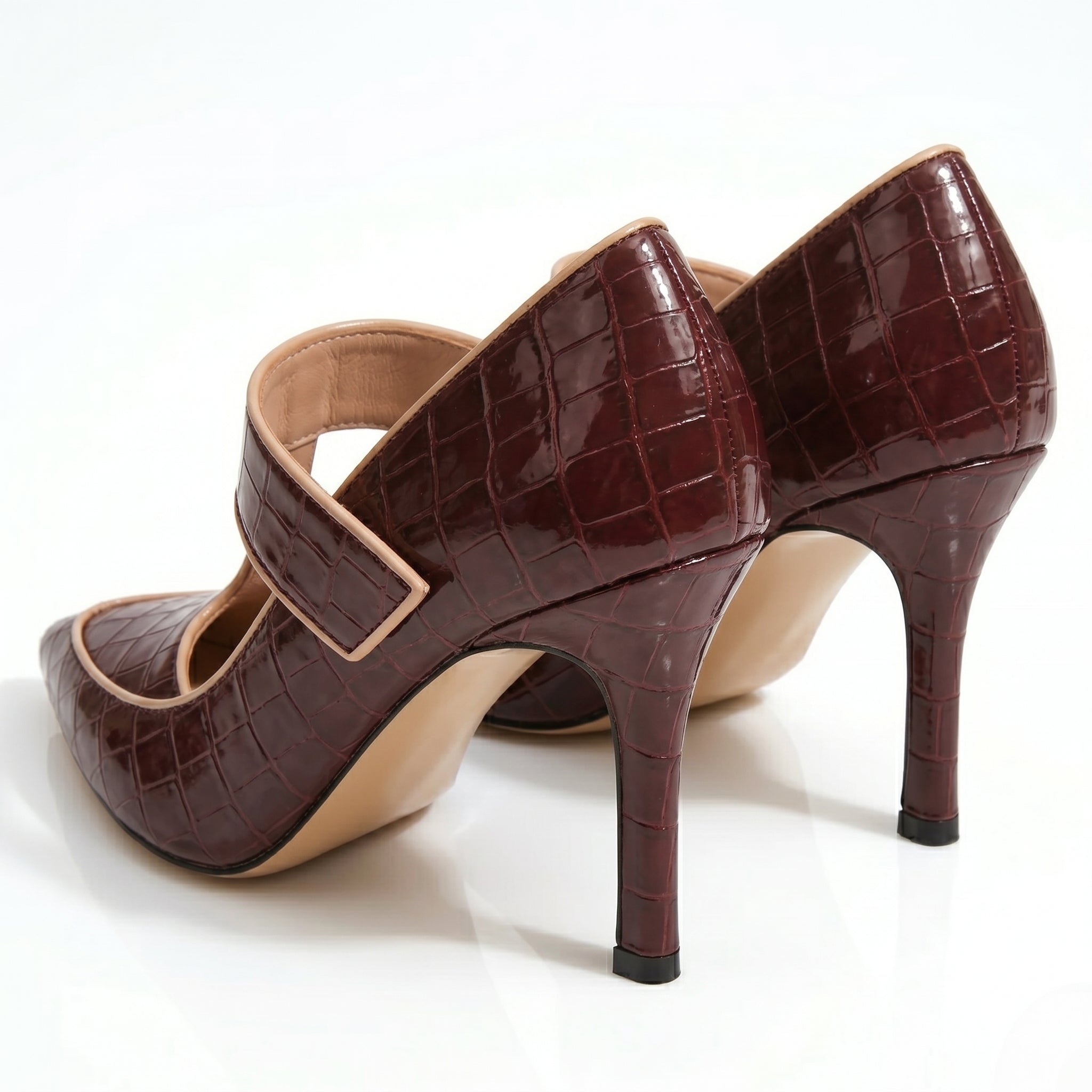 Vivian - Women's Pointed Toe Mary Jane Heels - Sandals & Slides - Burgundy - Taylor & Bennett