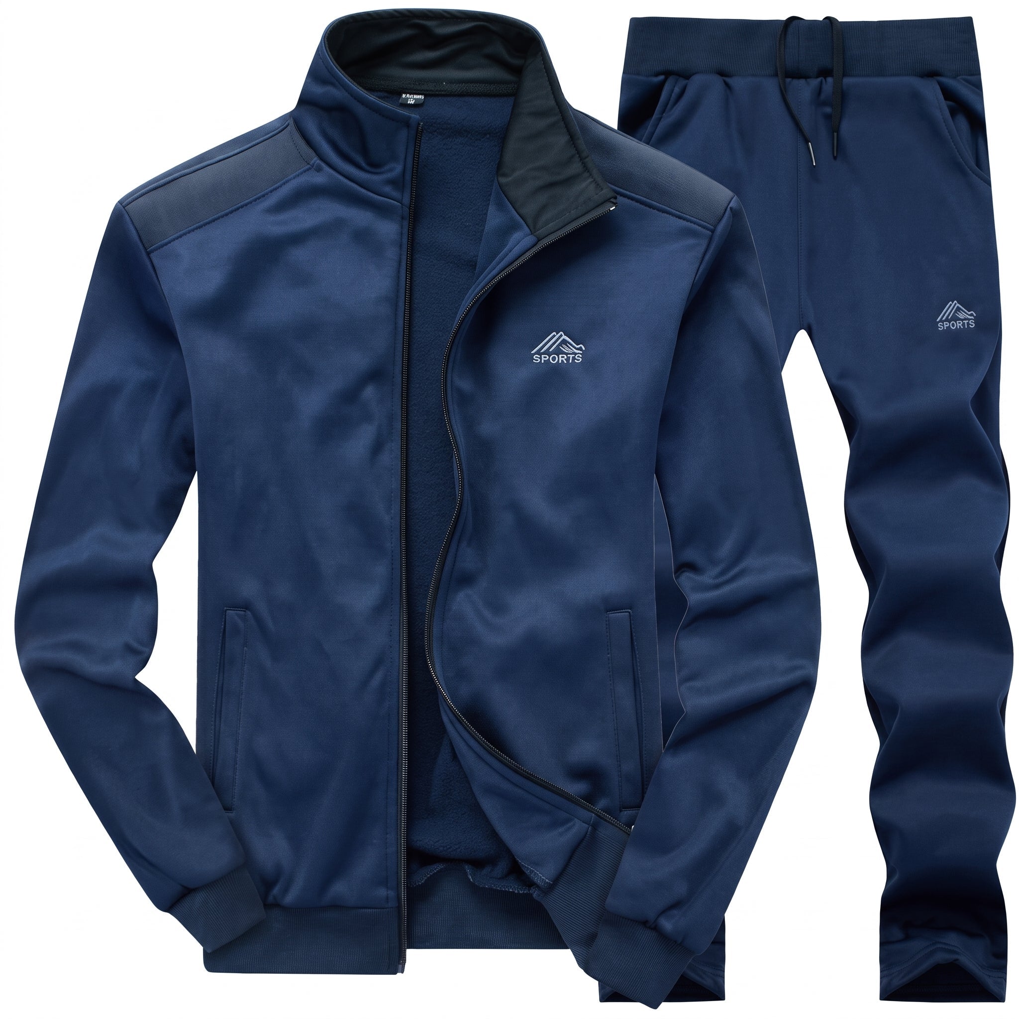 Wilhelm - Men's Two-Piece  Stand Collar Full Zip Tracksuit Set - Outfit Sets - Blue - Taylor & Bennett