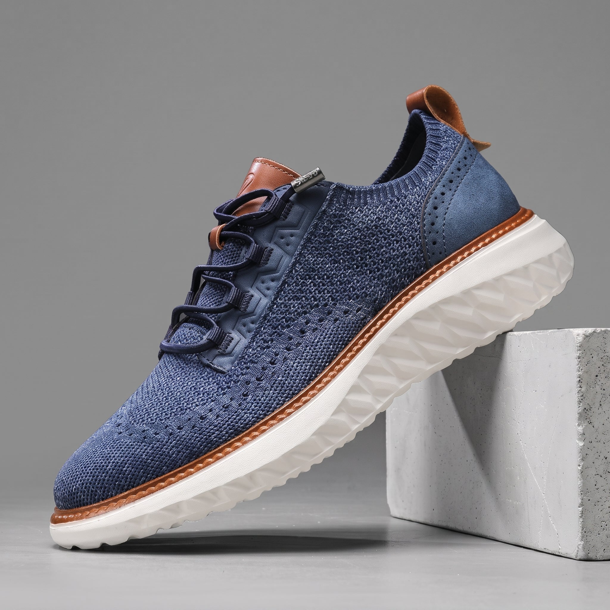 William - Men's Orthopaedic Mesh Cushioned Sole Trainers - Trainers - Blue - Taylor & Bennett