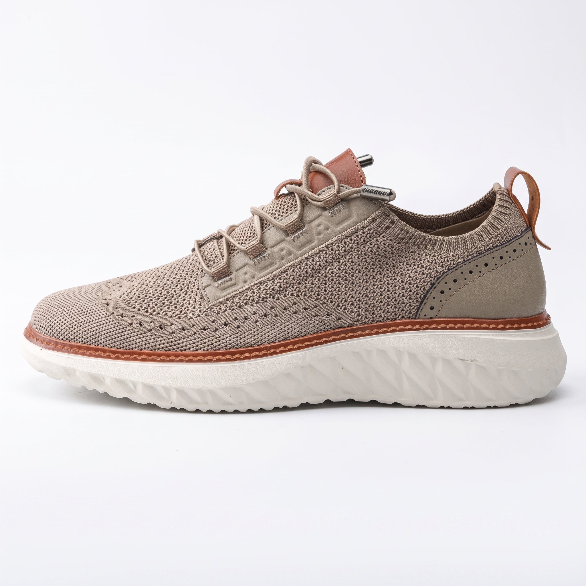 William - Men's Orthopaedic Mesh Cushioned Sole Trainers - Trainers - Beige - Taylor & Bennett