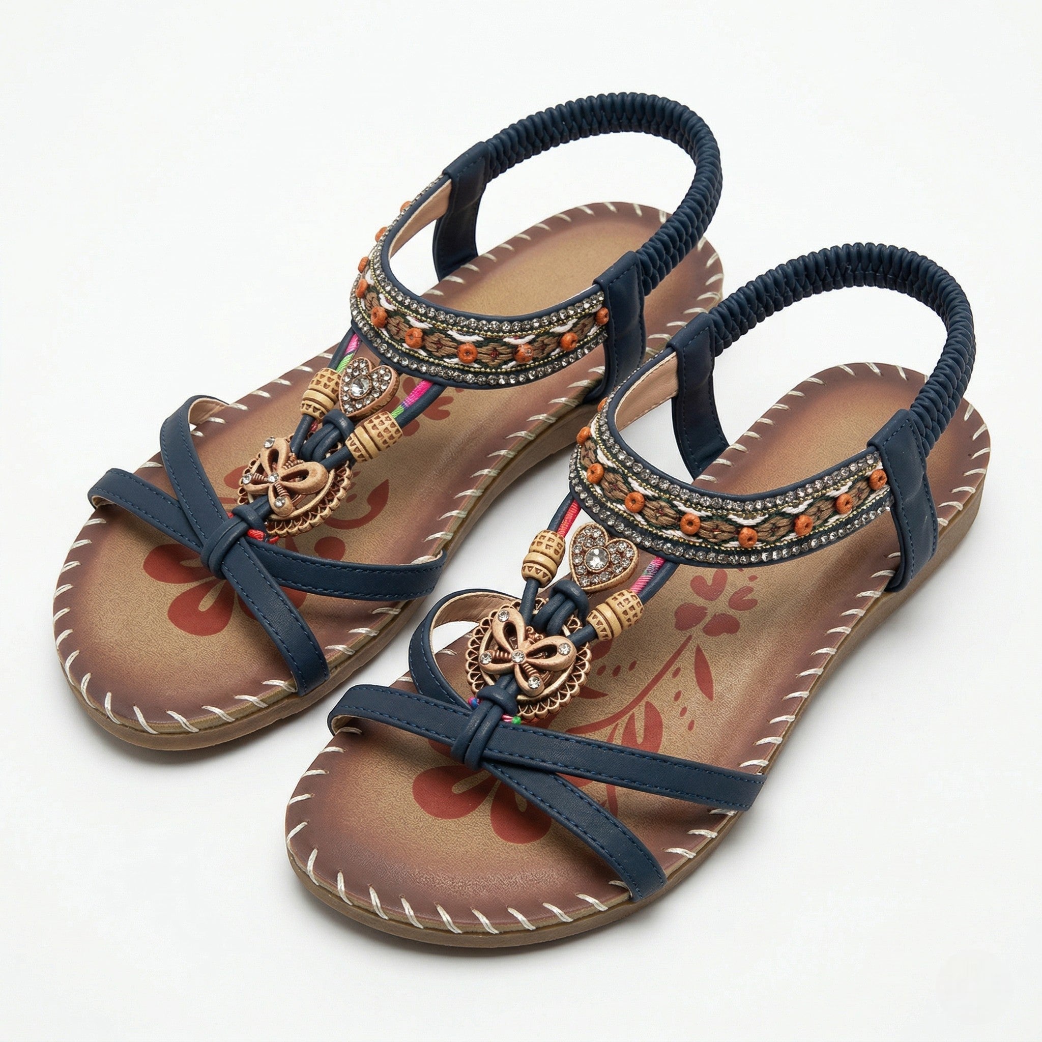 Zoe - Women's Boho Flat Sandals - Sandals - Blue - Taylor & Bennett