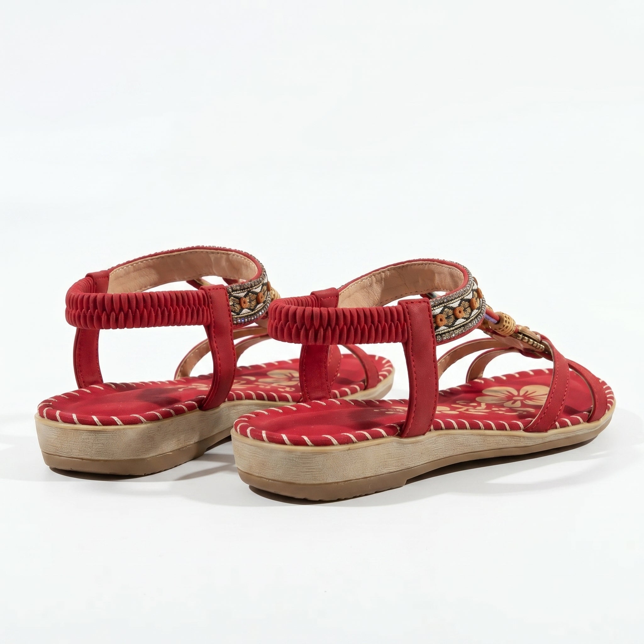 Zoe - Women's Summer Boho Flat Sandals - Sandals - Red - Taylor & Bennett