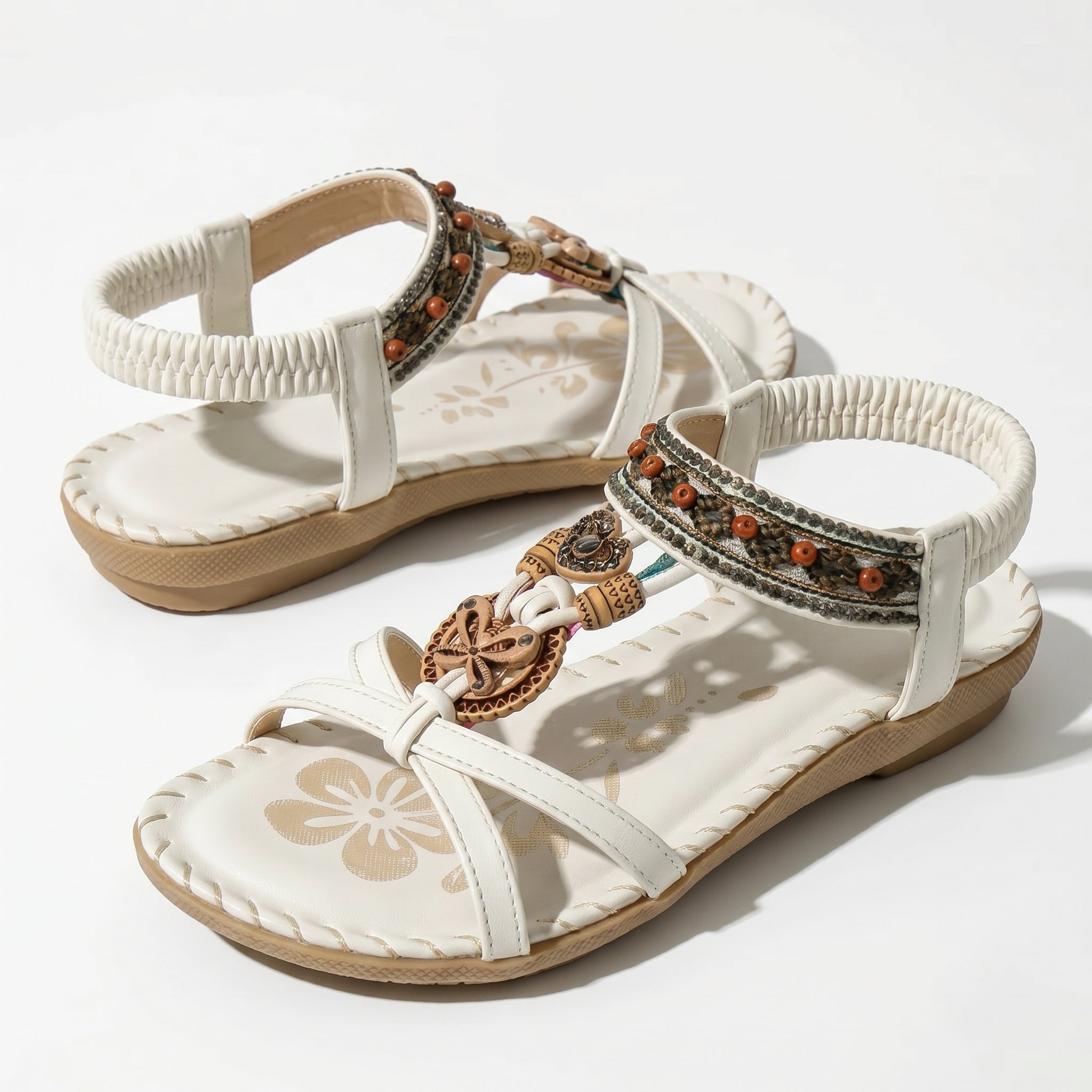 Zoe - Women's Summer Boho Flat Sandals - Sandals - White - Taylor & Bennett