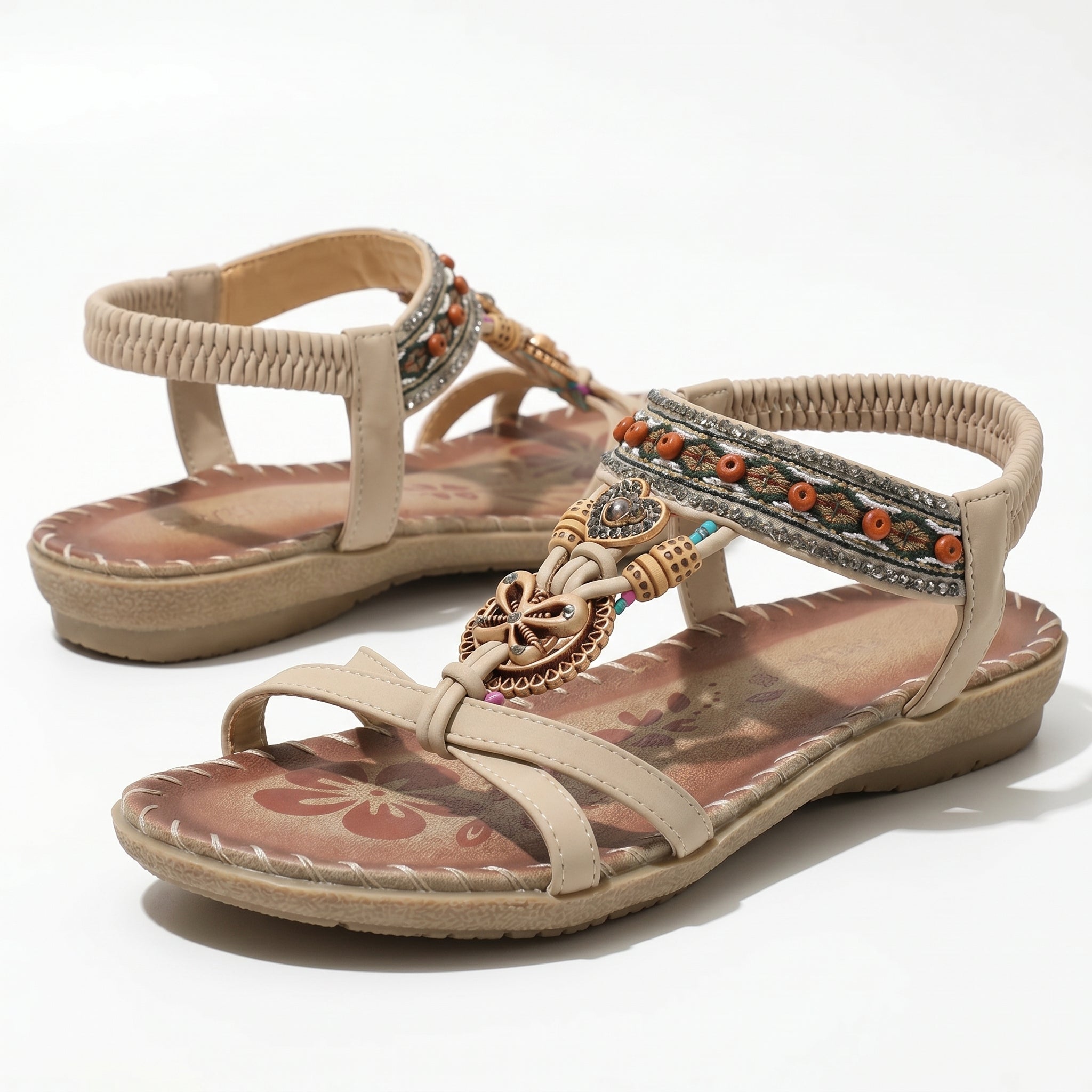 Zoe - Women's Summer Boho Flat Sandals - Sandals - Beige - Taylor & Bennett