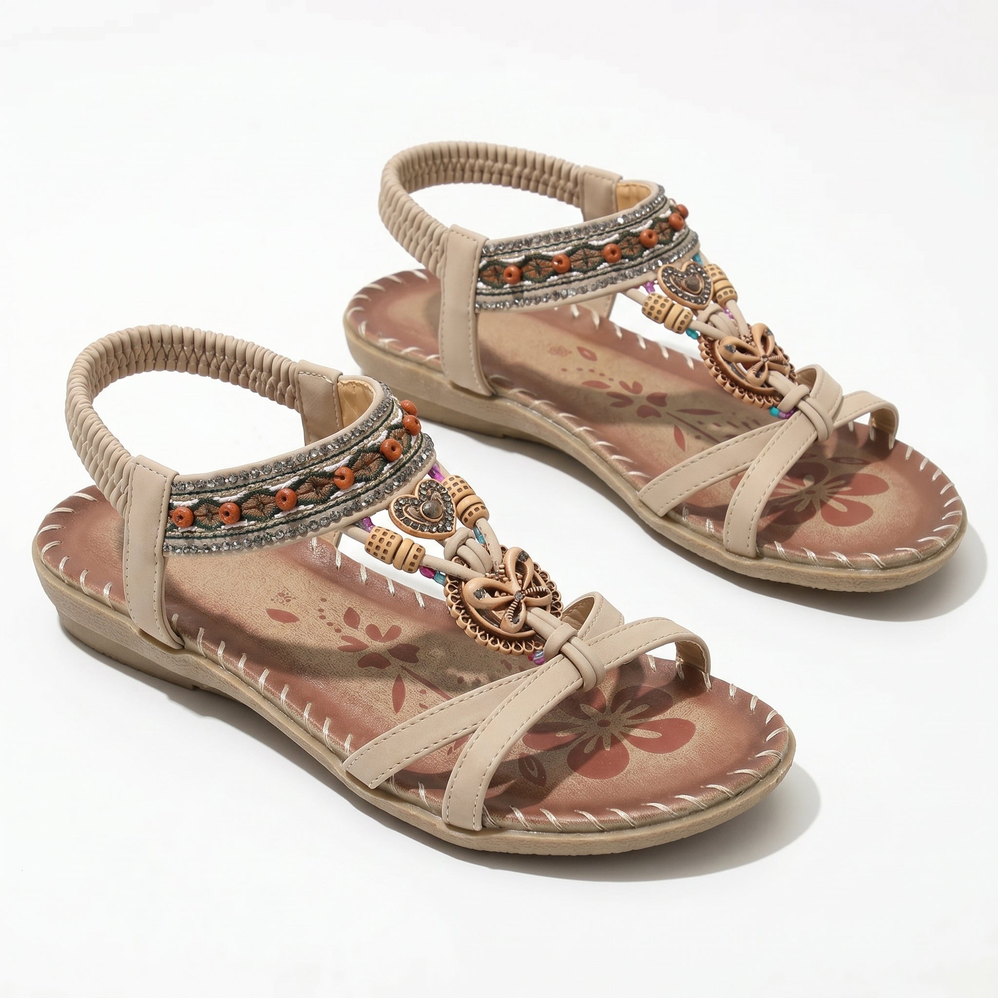 Zoe - Women's Summer Boho Flat Sandals - Sandals - Beige - Taylor & Bennett