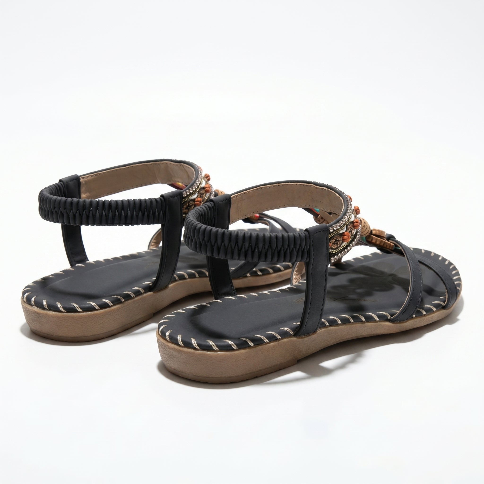 Zoe - Women's Summer Boho Flat Sandals - Sandals - Black - Taylor & Bennett