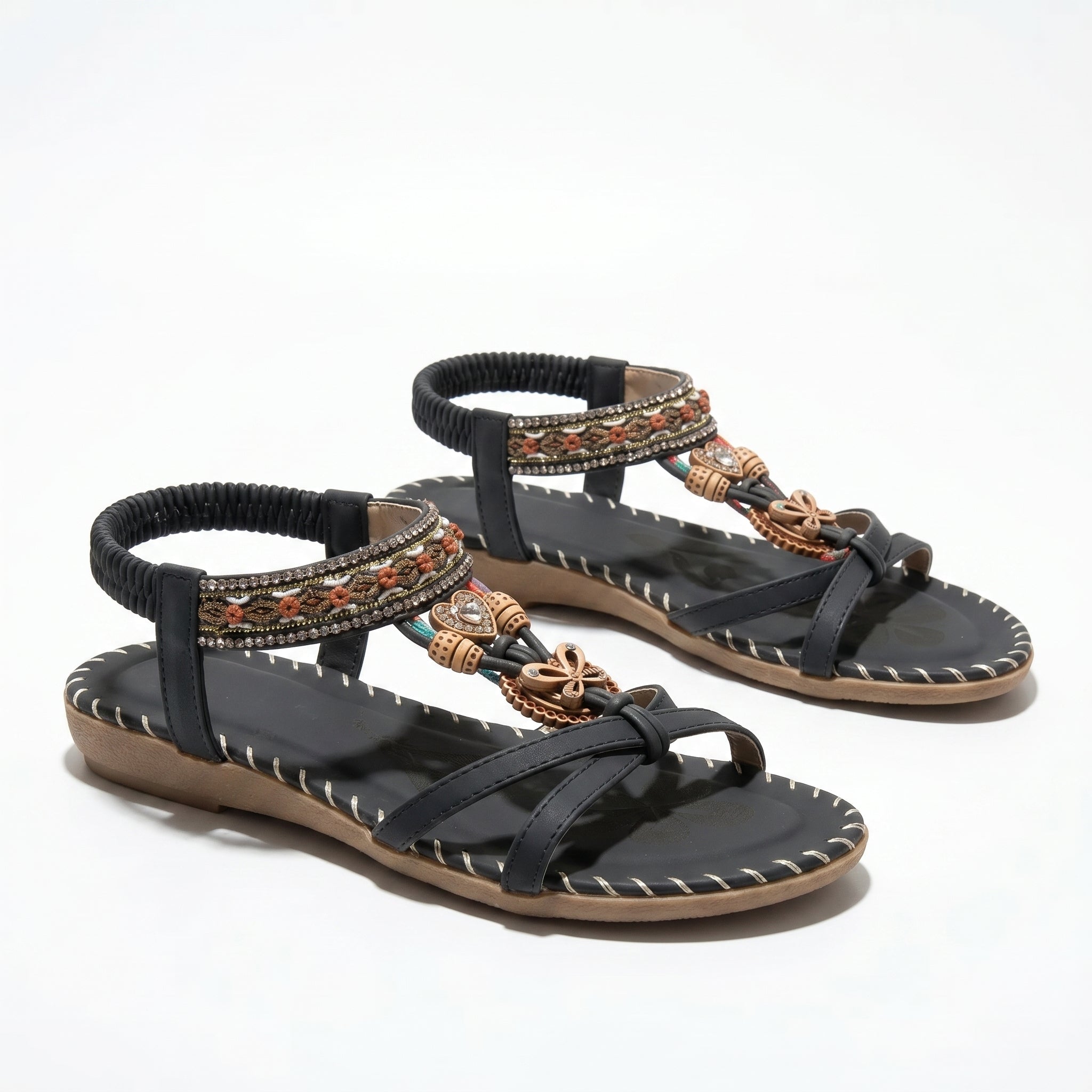 Zoe - Women's Summer Boho Flat Sandals - Sandals - Black - Taylor & Bennett