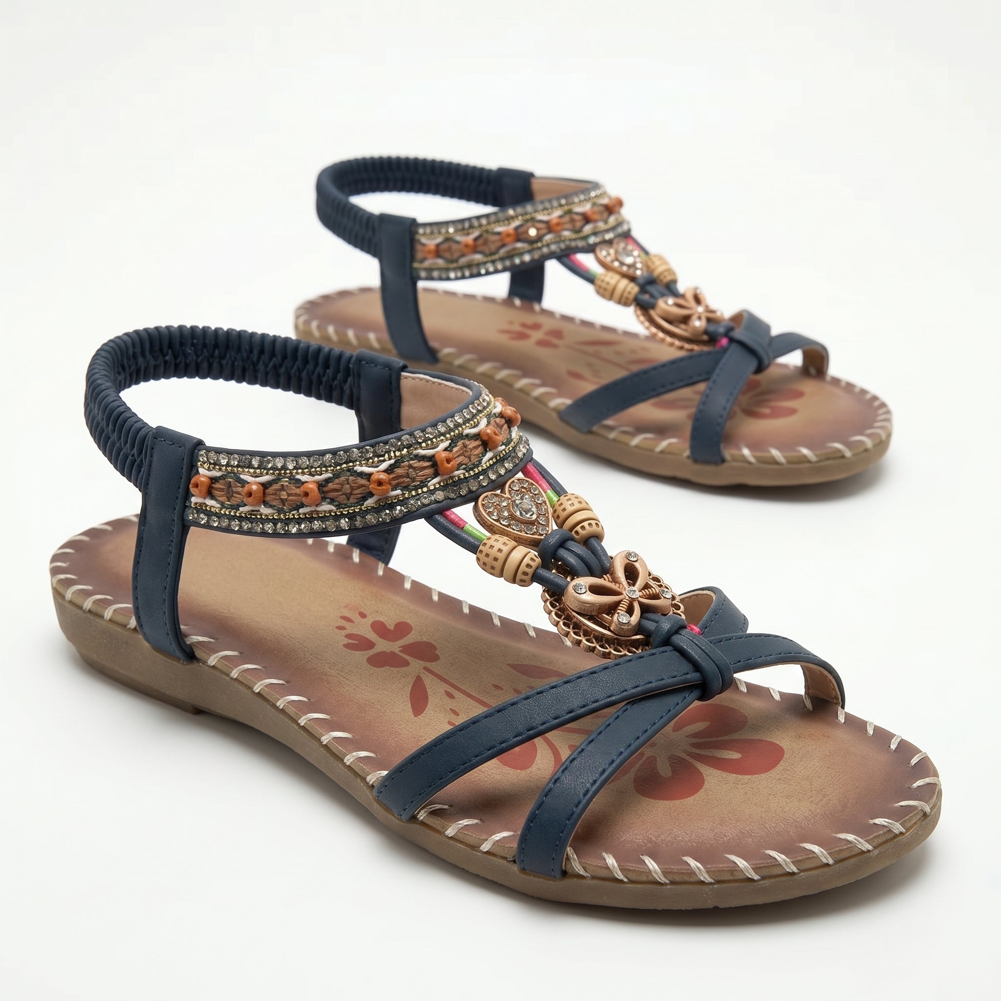 Zoe - Women's Summer Boho Flat Sandals - Sandals - Blue - Taylor & Bennett