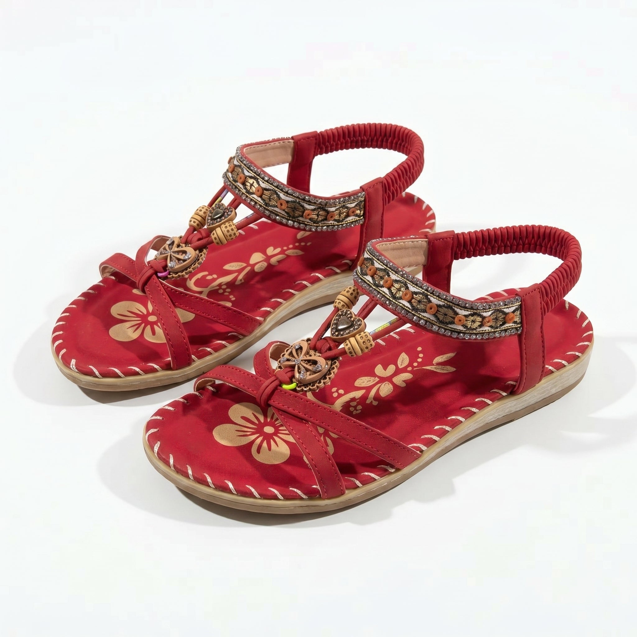 Zoe - Women's Summer Boho Flat Sandals - Sandals - Red - Taylor & Bennett
