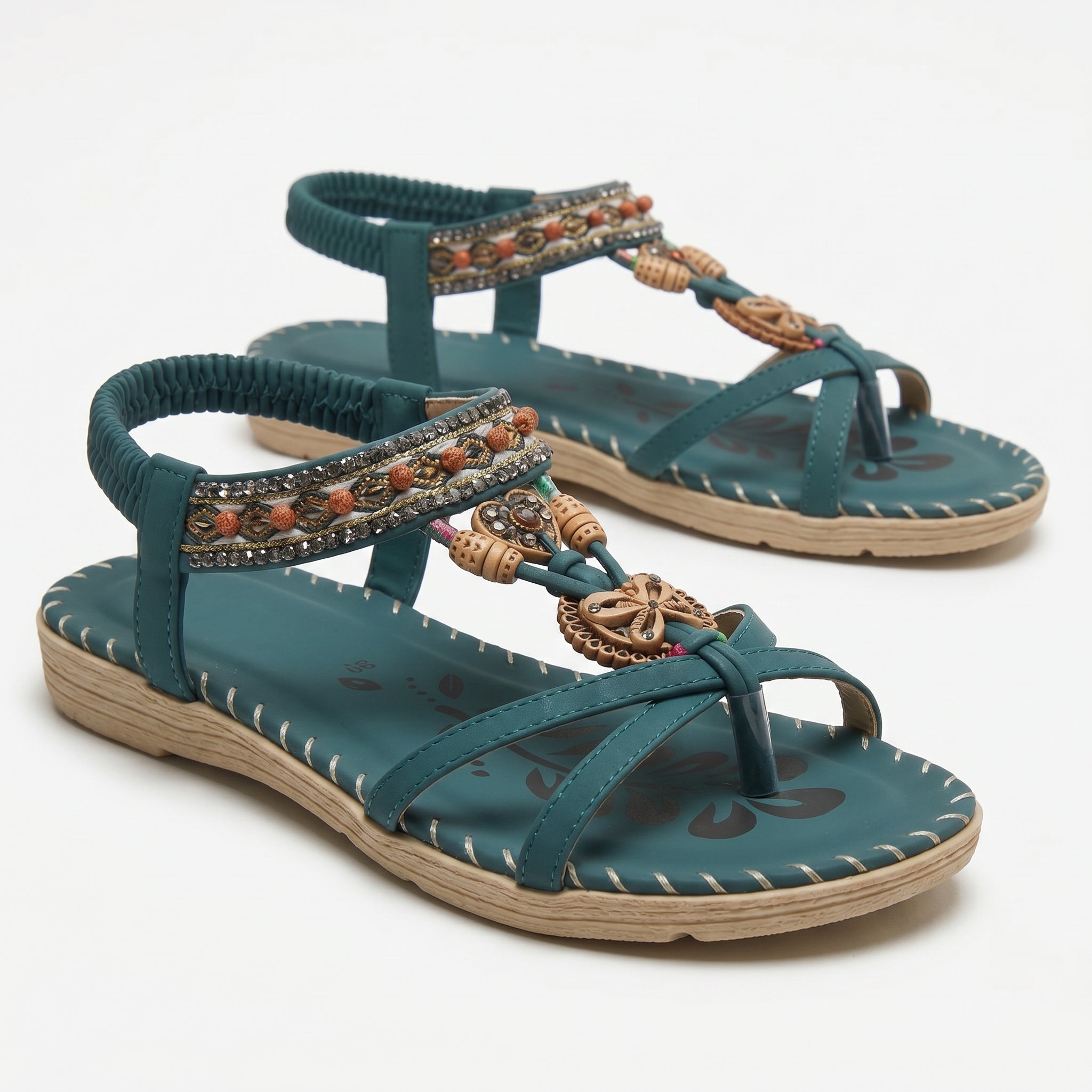Zoe - Women's Summer Boho Flat Sandals - Sandals - Green - Taylor & Bennett